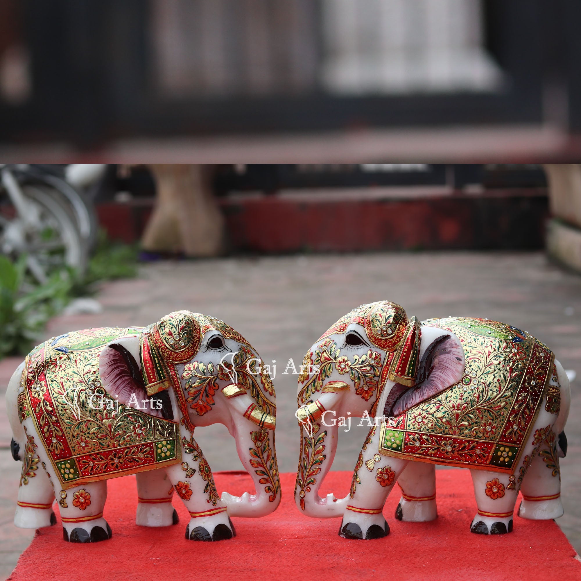 White Marble Elephant Statue | 12 Inch