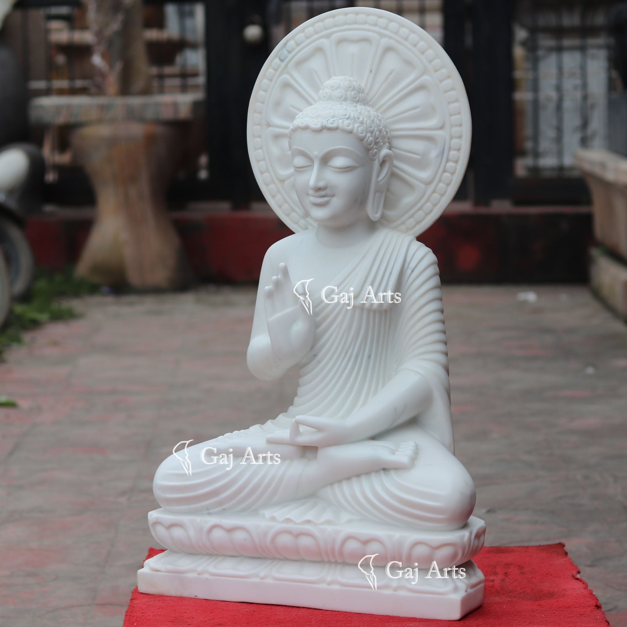 White Marble Sitting Buddha Statue | 30 Inch