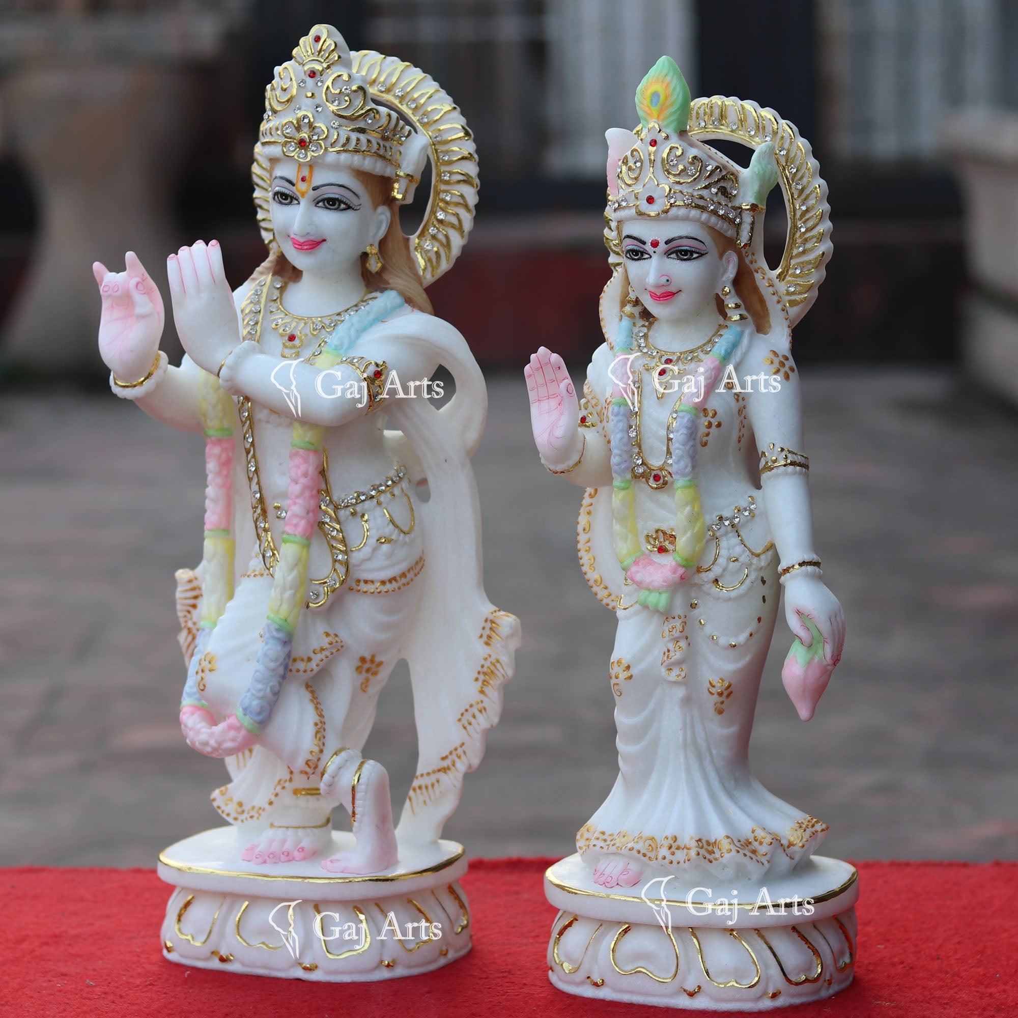 Super White Makrana Marble Radha Krishna Murti | 18 Inch