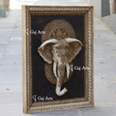 White Antique Finish Marble Elephant Face Wall Panel | 48 Inch