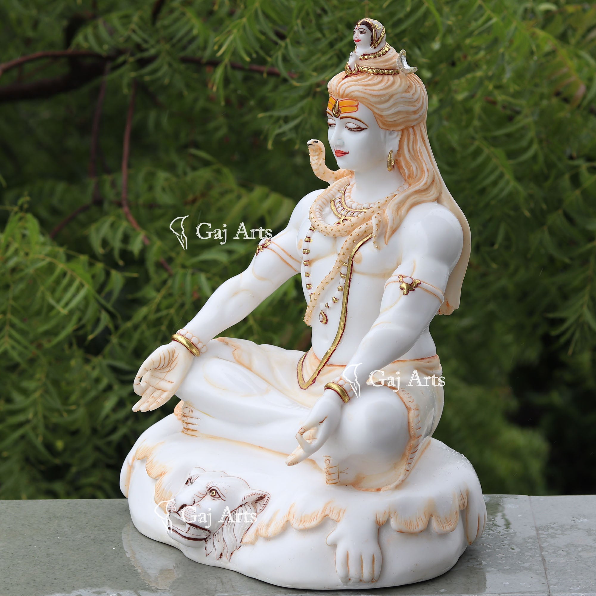 White Marble Ethiopia Shiva Statue | 18 Inch