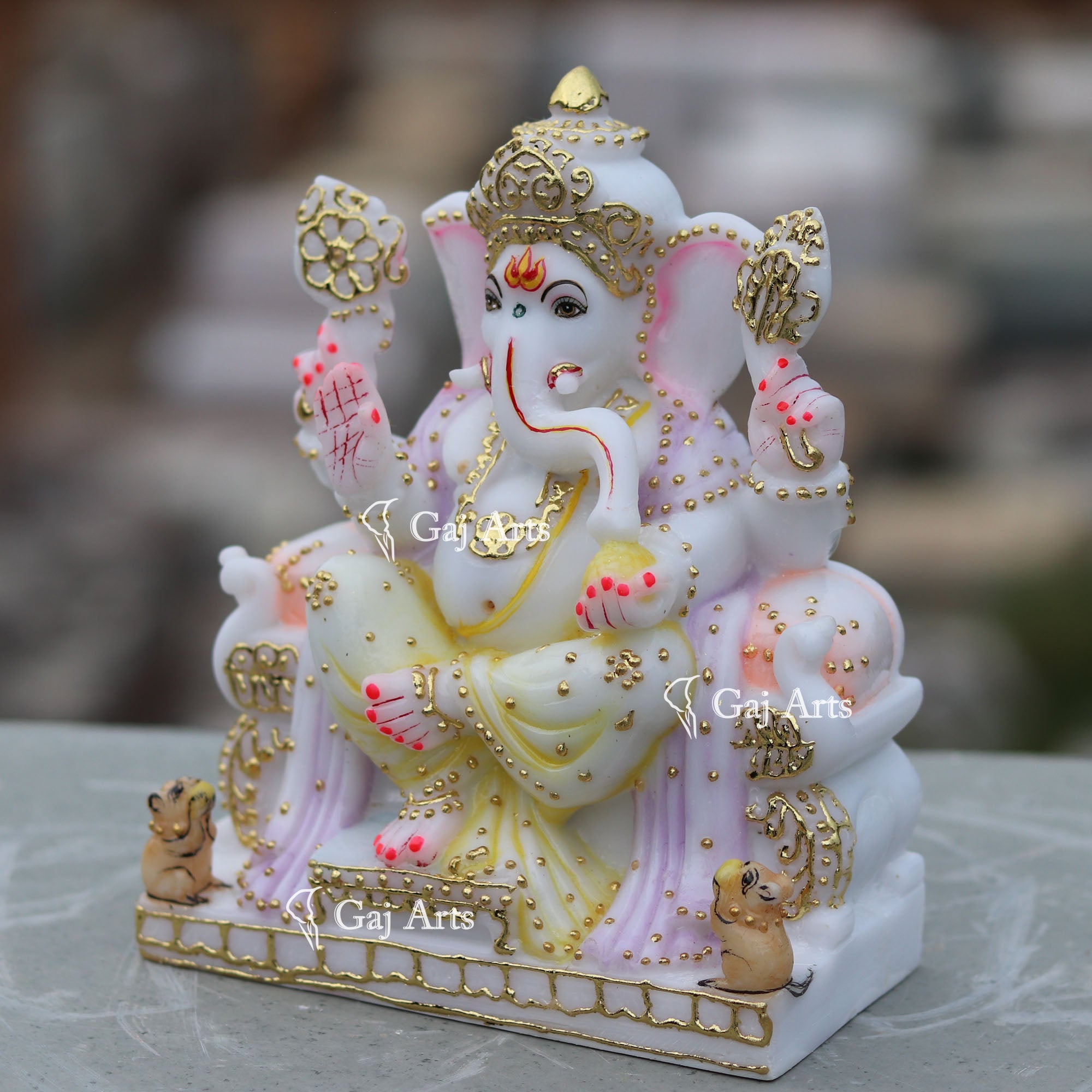 Hand Painted Decorative Ganpati Statue | 7 Inch