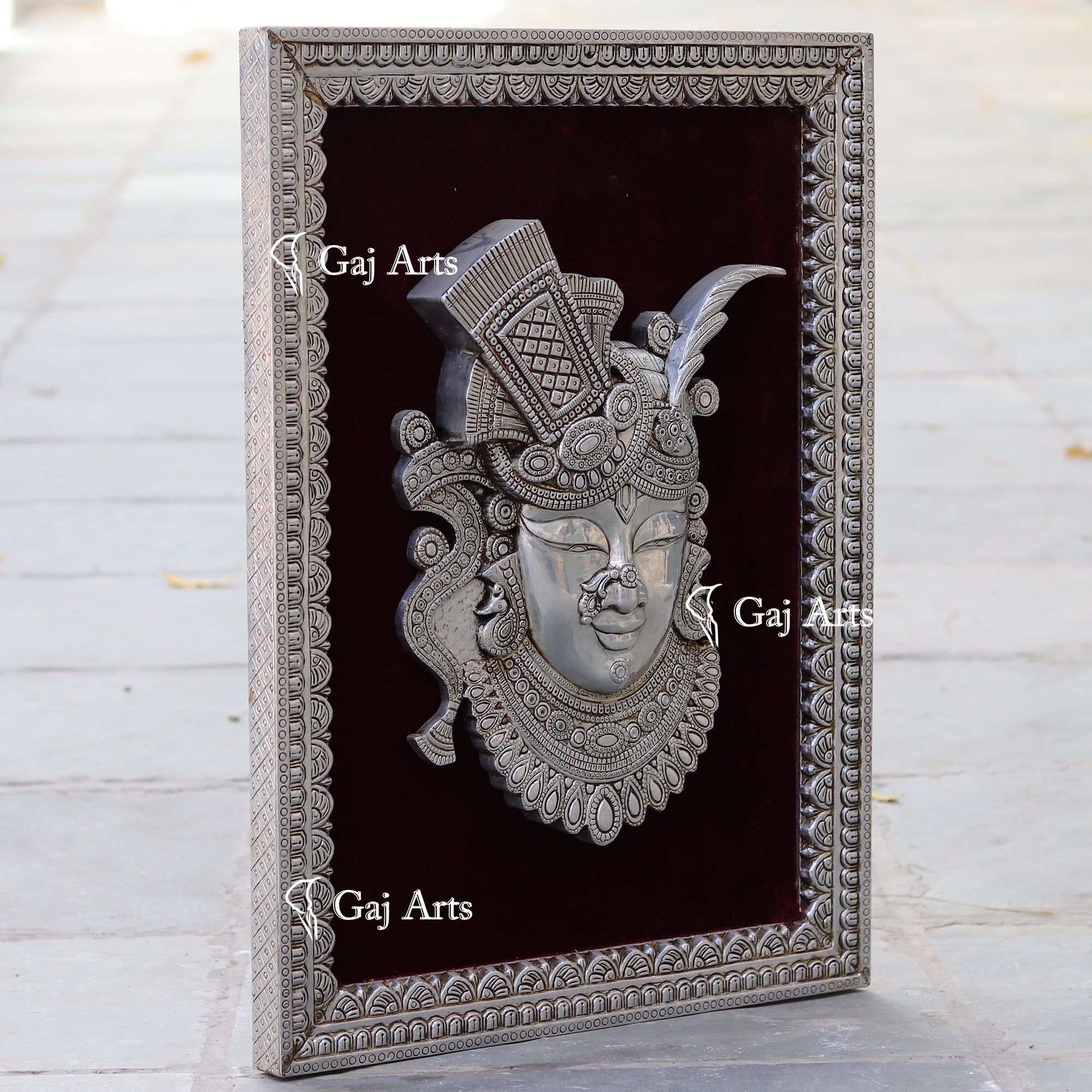 Wooden Shreenath Ji Wall Panel | 30 Inch