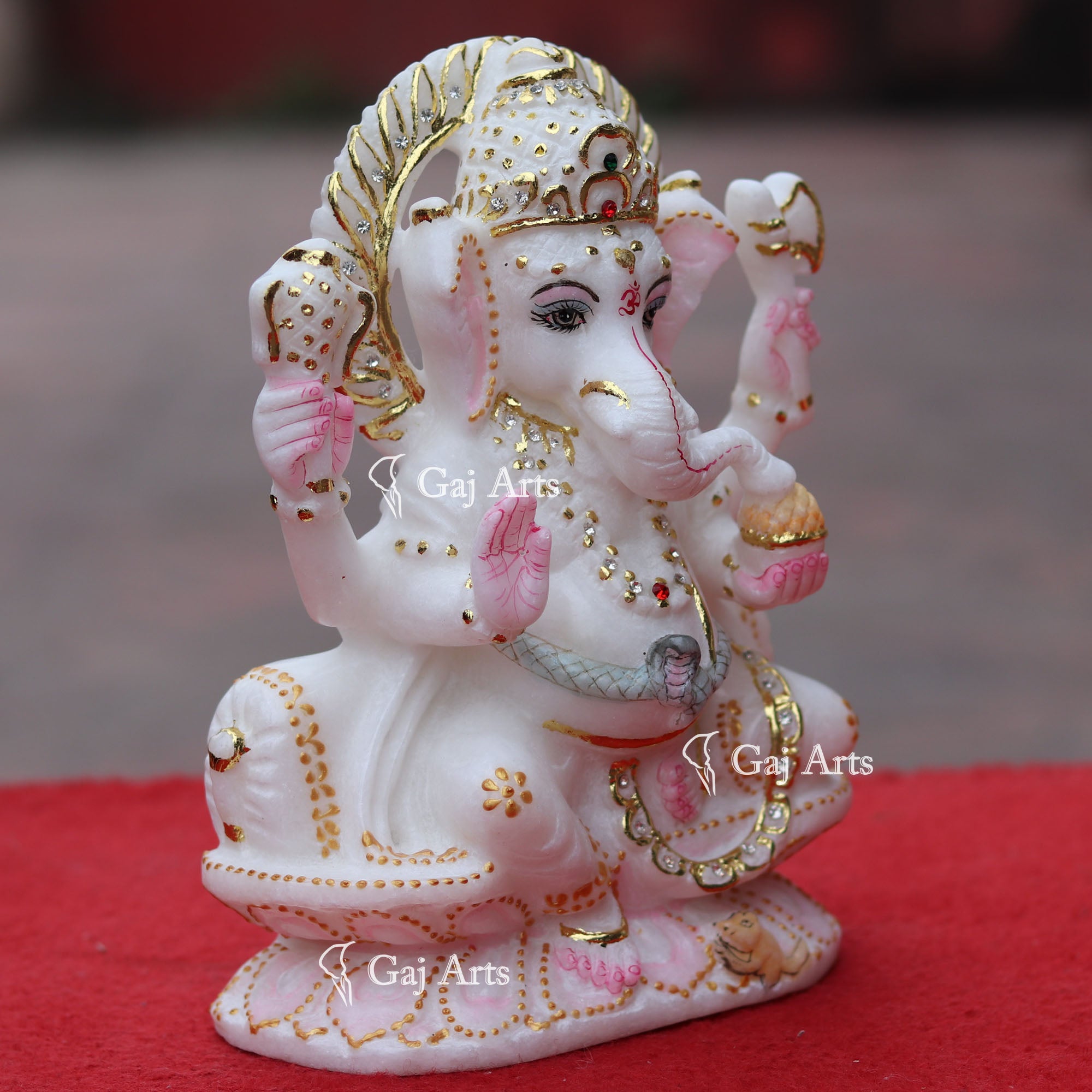 Super White Makrana Marble Ganesh Idol | 9 Inch