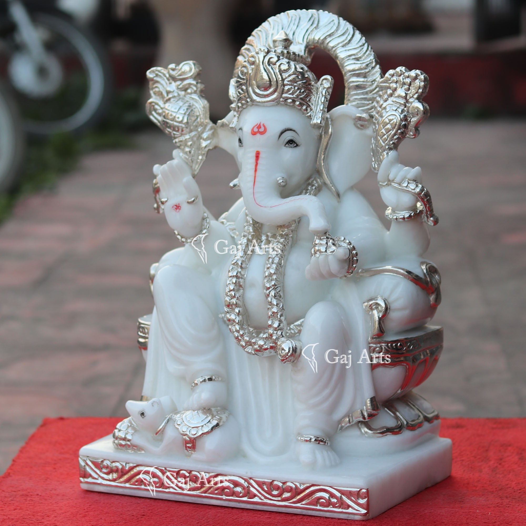 Super White Vietnam Marble Ganesh Idol | 18 Inch