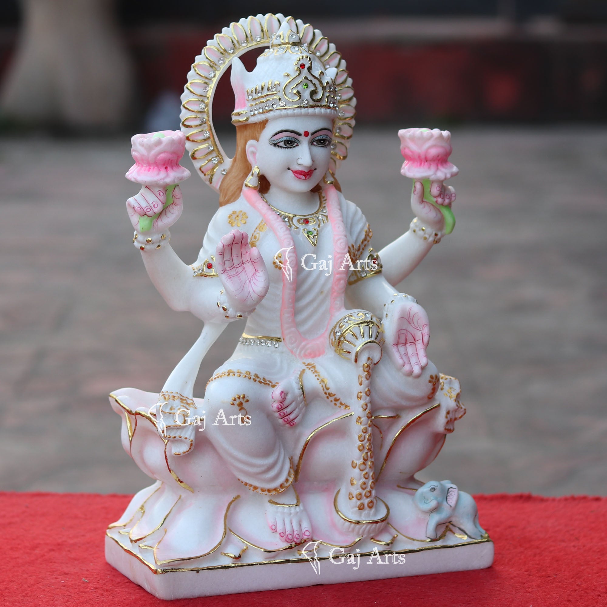 White Marble Lakshmi Mata Idol | 15 Inch