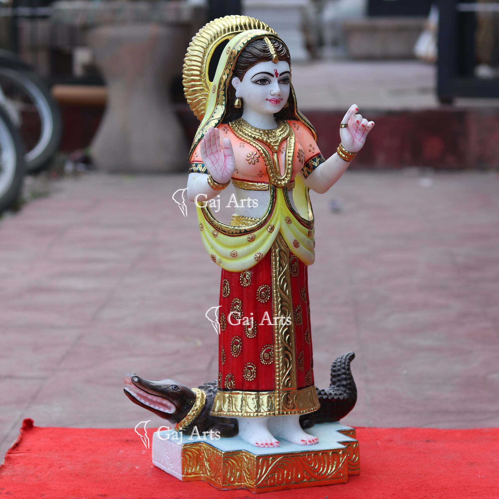 White Makrana Marble Khodiyar Maa Idol | 24 Inch