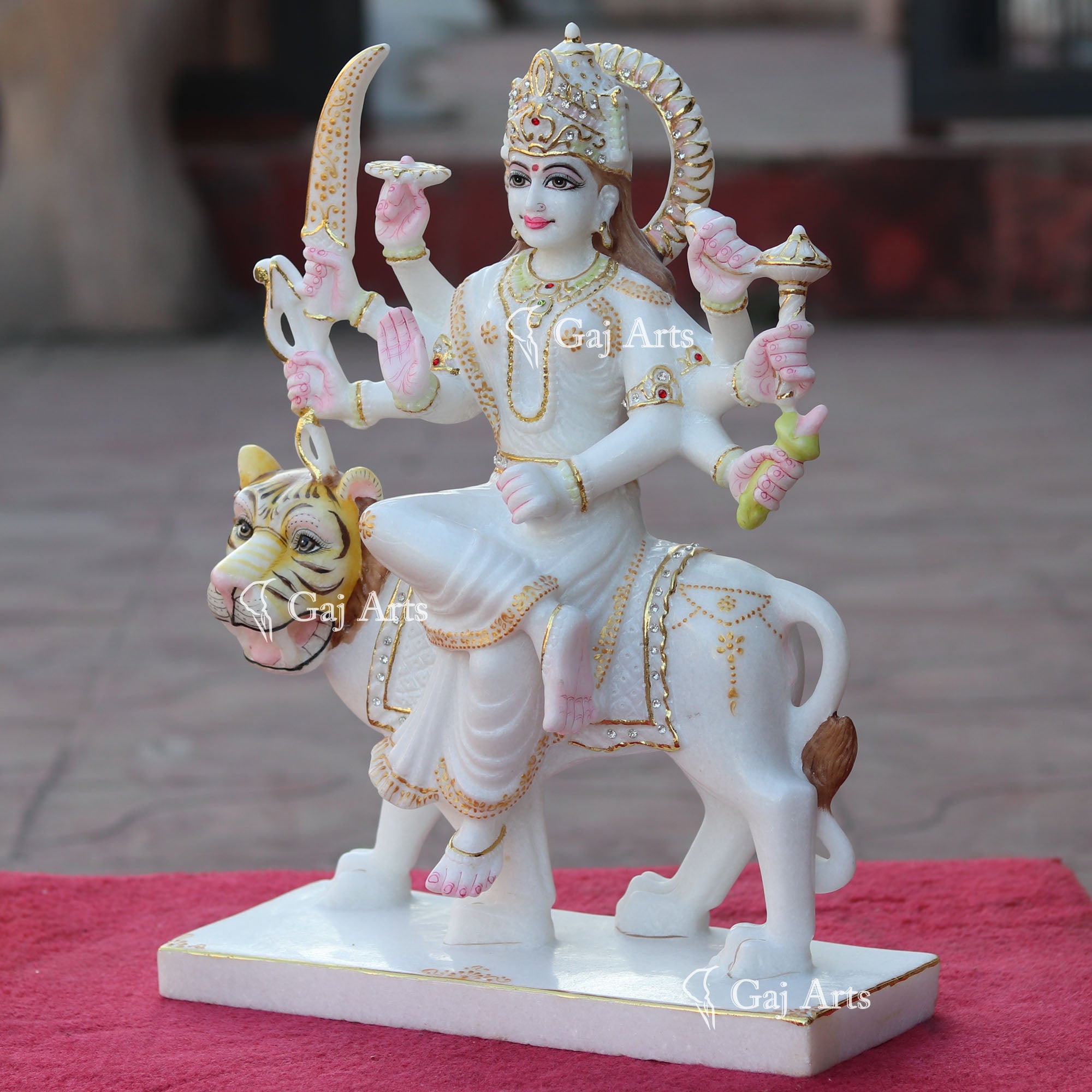 White Marble Durga Mata Idol | 18 Inch
