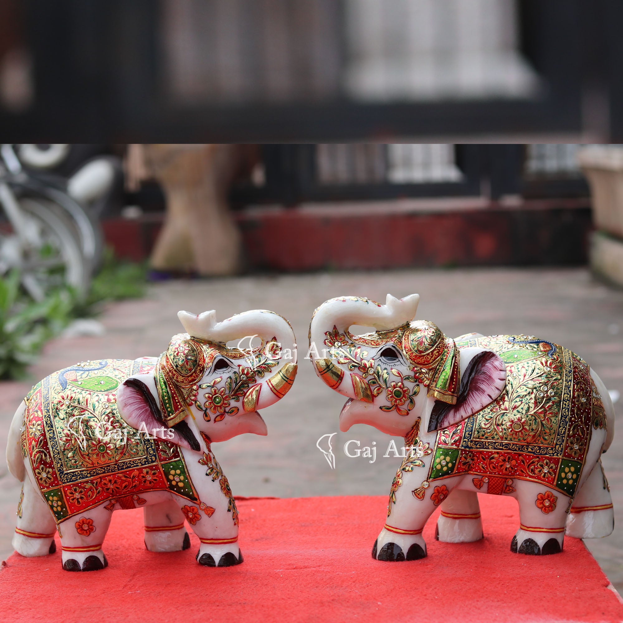 White Marble Elephant Idol | 12 Inch