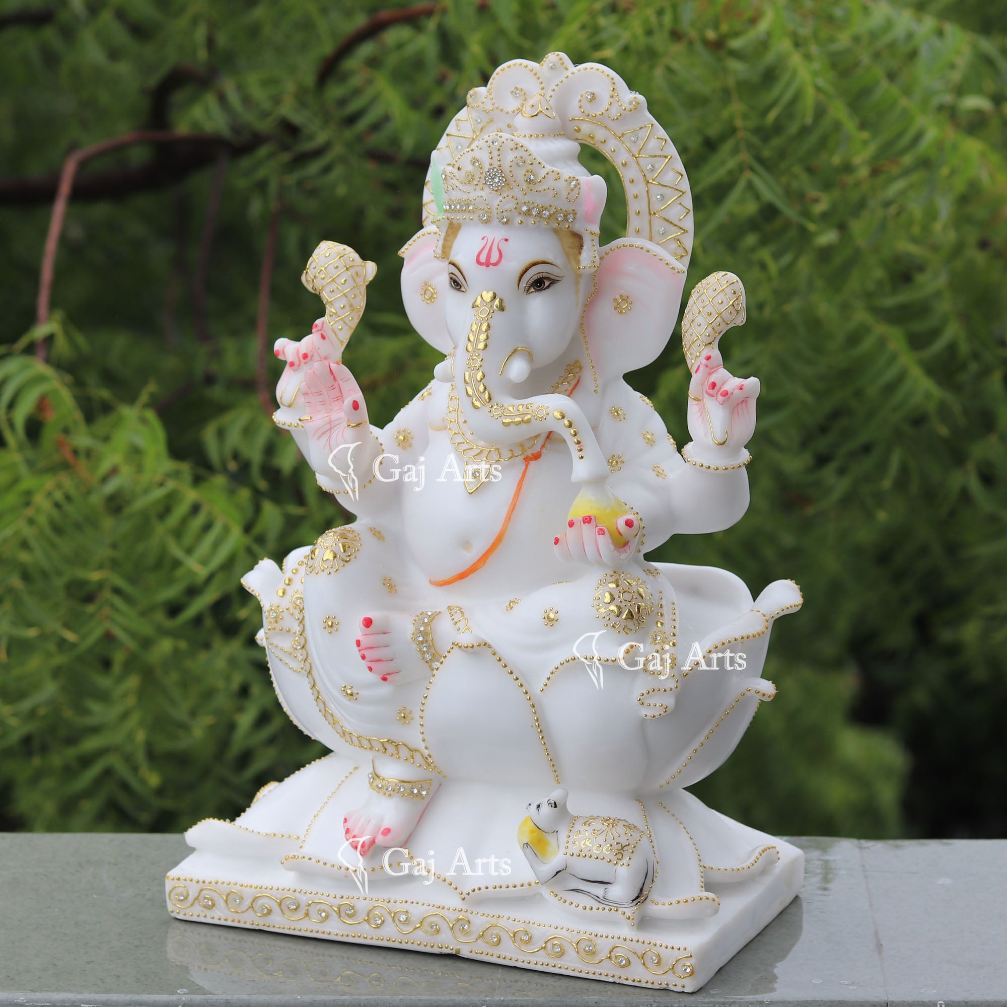 White Marble Ethiopia Ganesh Idol | 18 Inch
