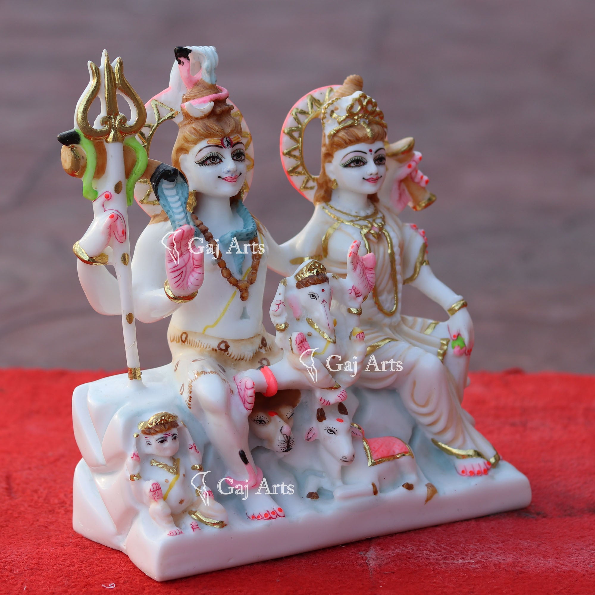 Marble Shiv Parivar Statue | 9 Inch