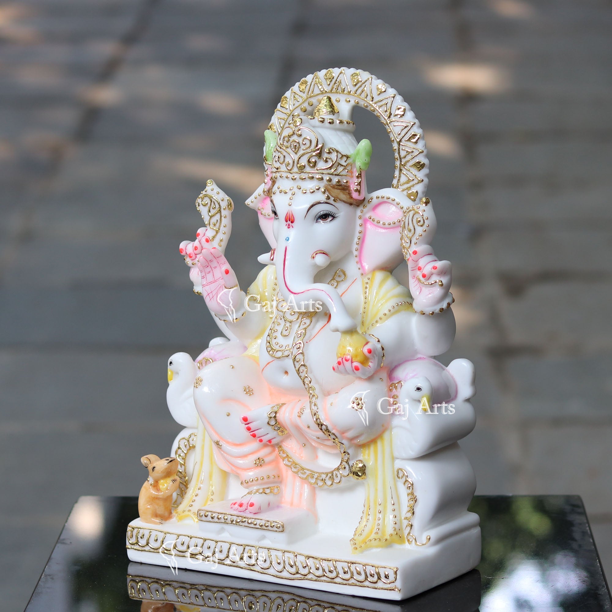 White Marble Ethiopia Ganesh Idol | 15 Inch