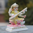 White Marble Saraswati Maa Idol | 6 Inch