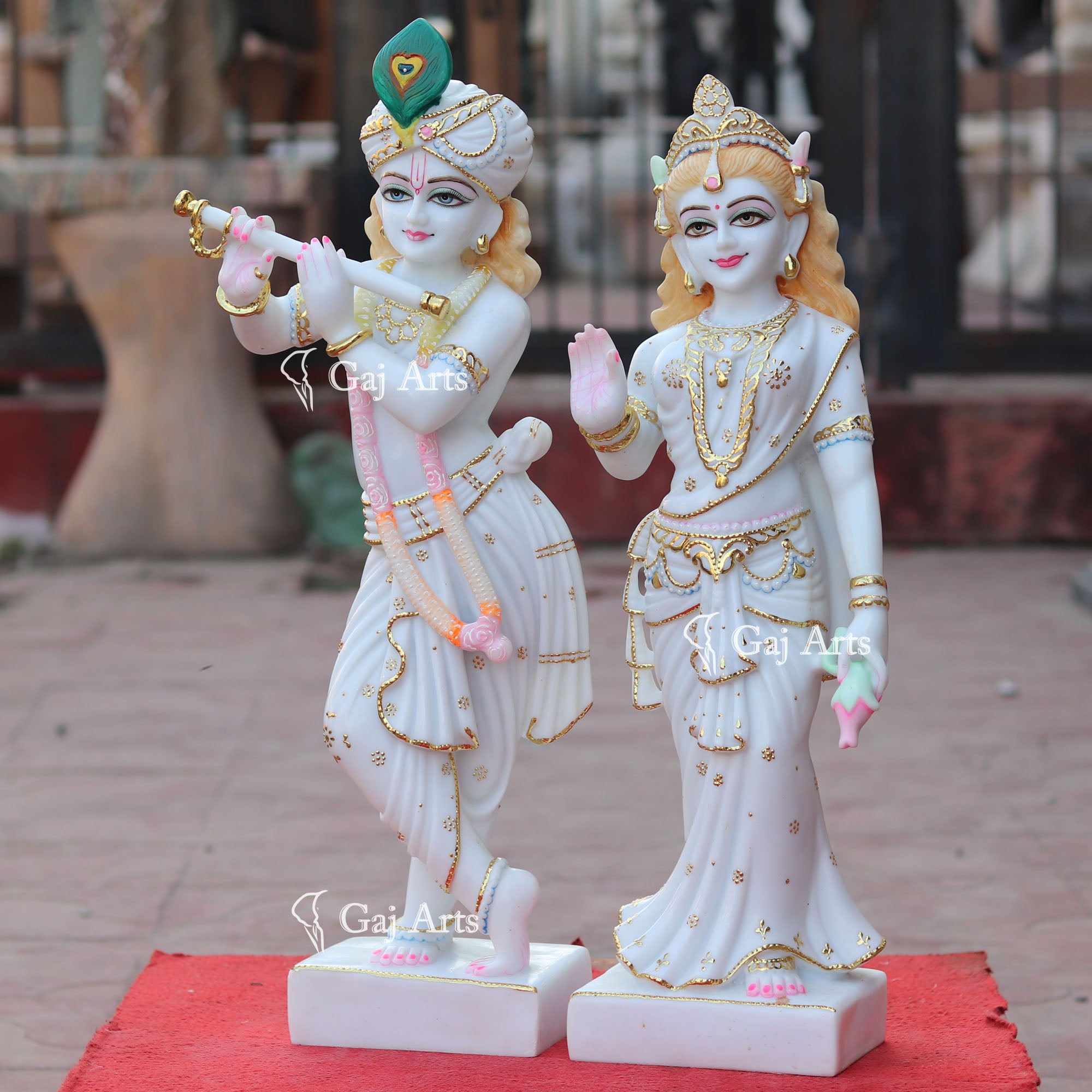 Makrana Marble Powder Radha Krishna Idol | 27 Inch