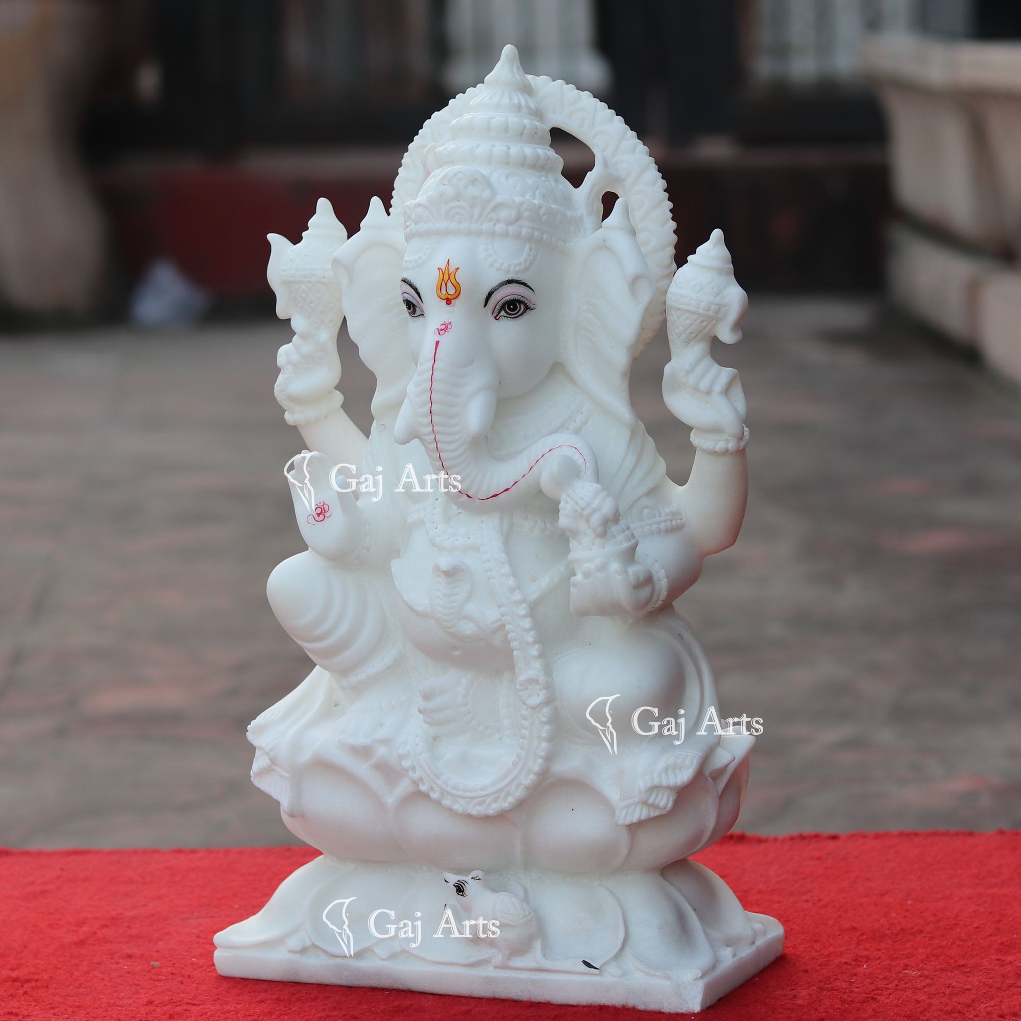 Super White Makrana Marble Ganesh Idol | 18 Inch