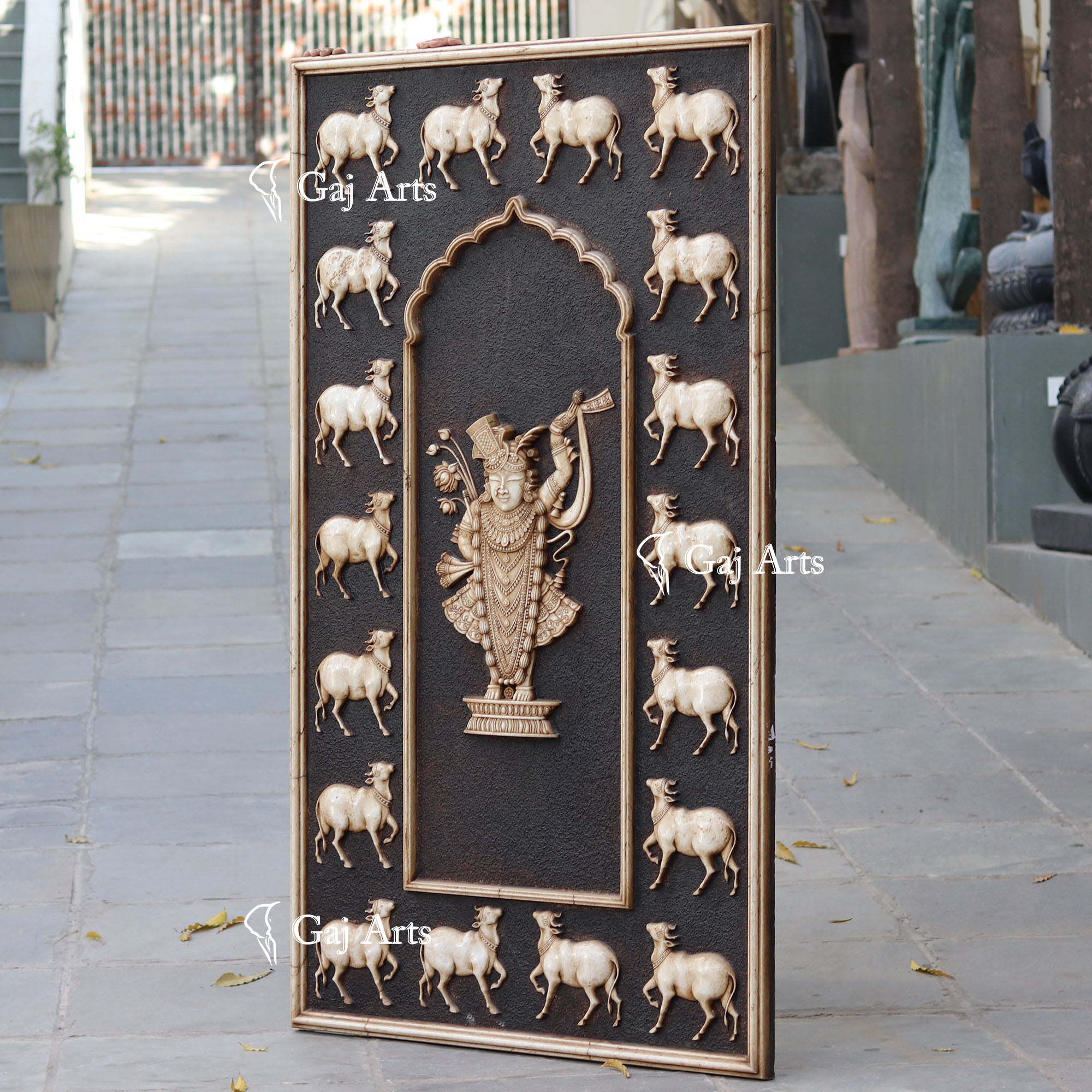 White Marble Shreenath Ji Wall Panel | 72 Inch