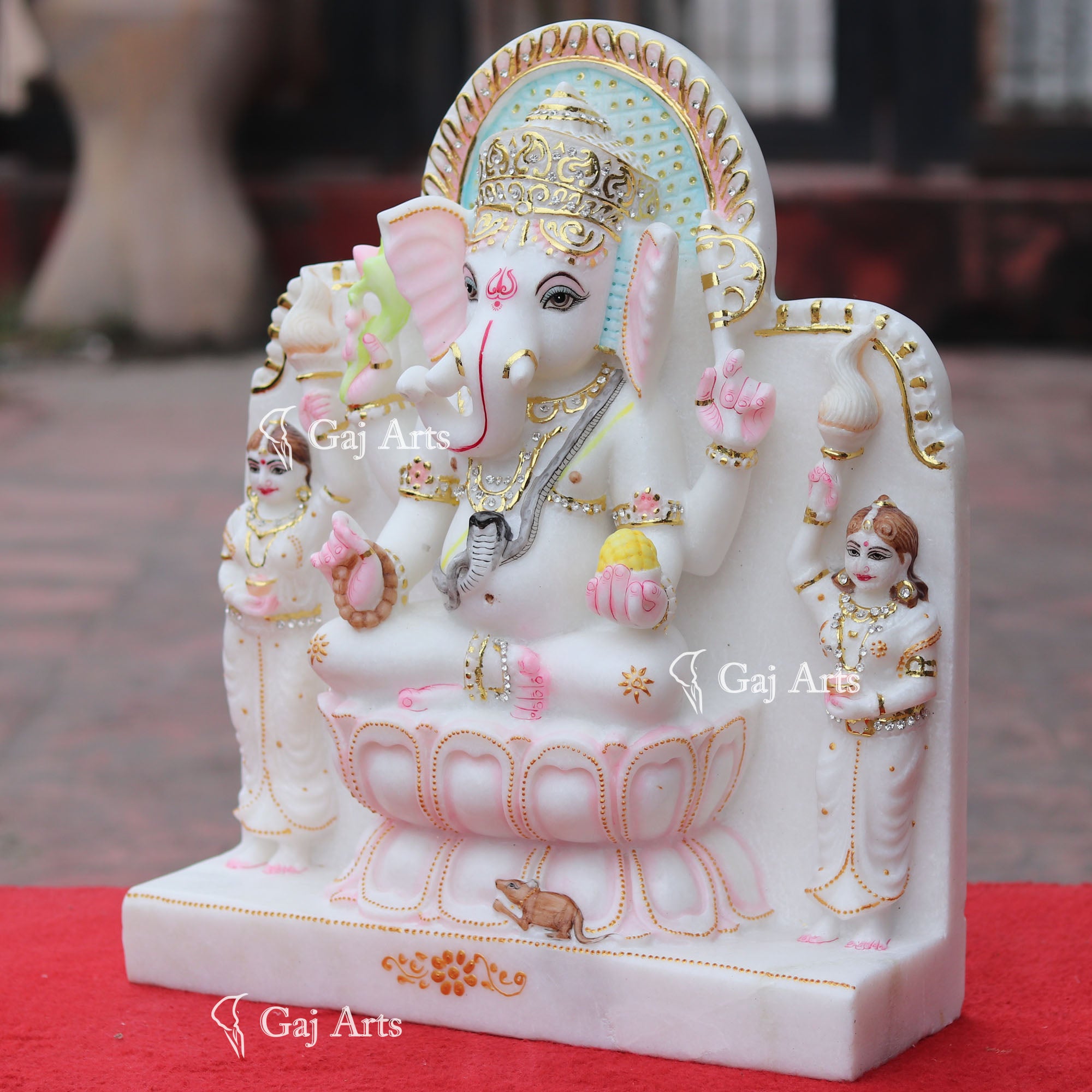 Super White Makrana Marble Ganesh Murti | 18 Inch