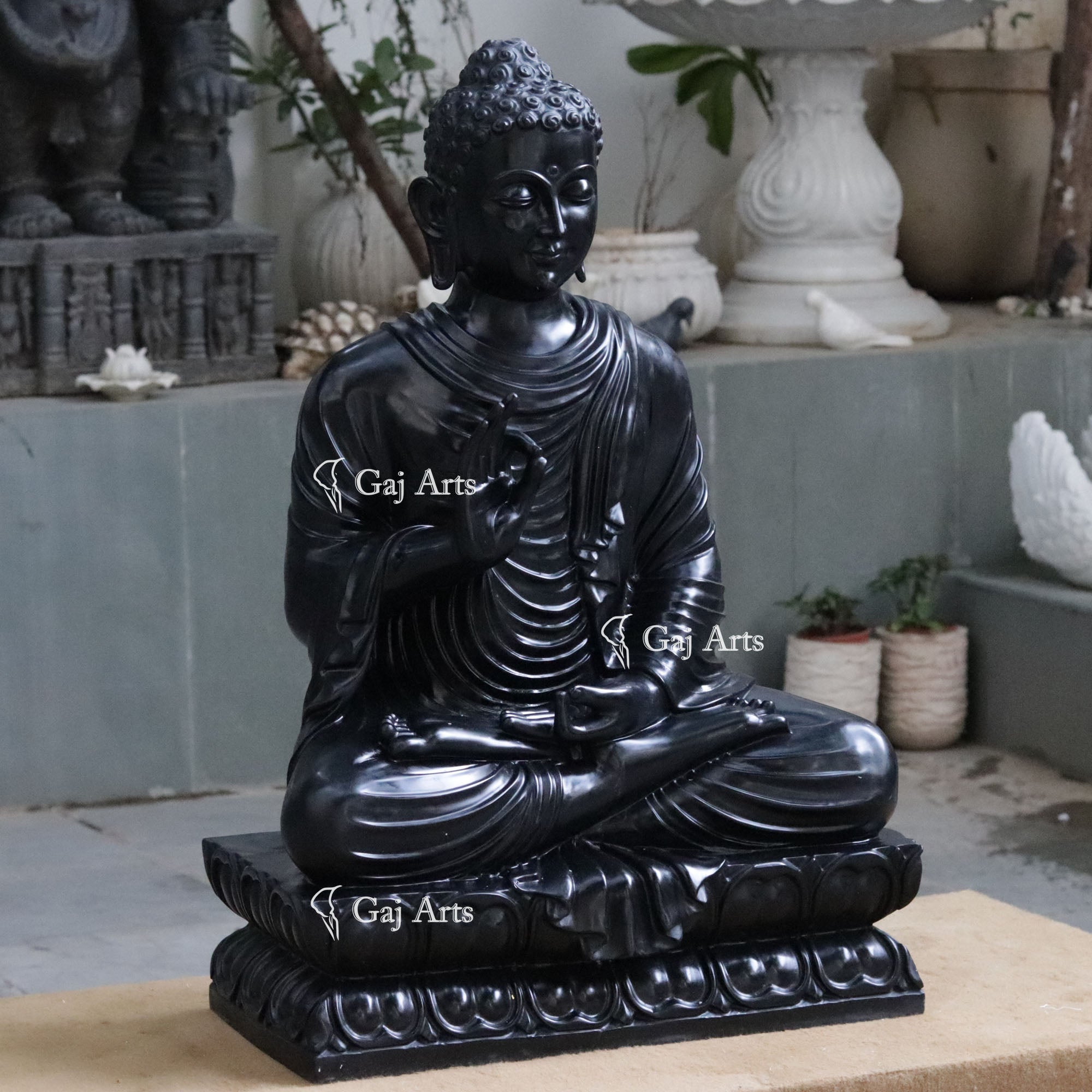 Black Marble Buddha Statue | 36 Inch