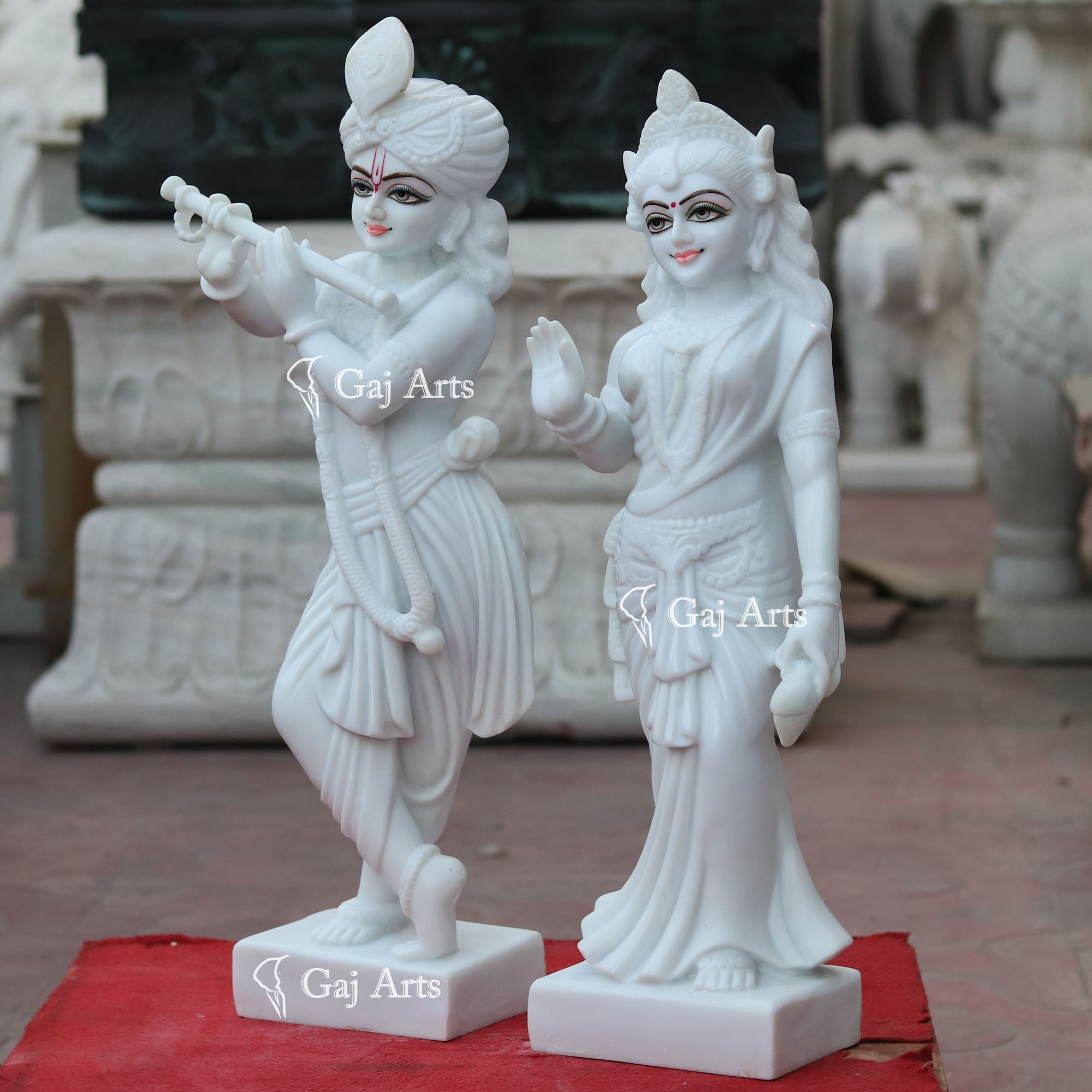 Makrana Marble Powder Radha Krishna Murti | 27 Inch