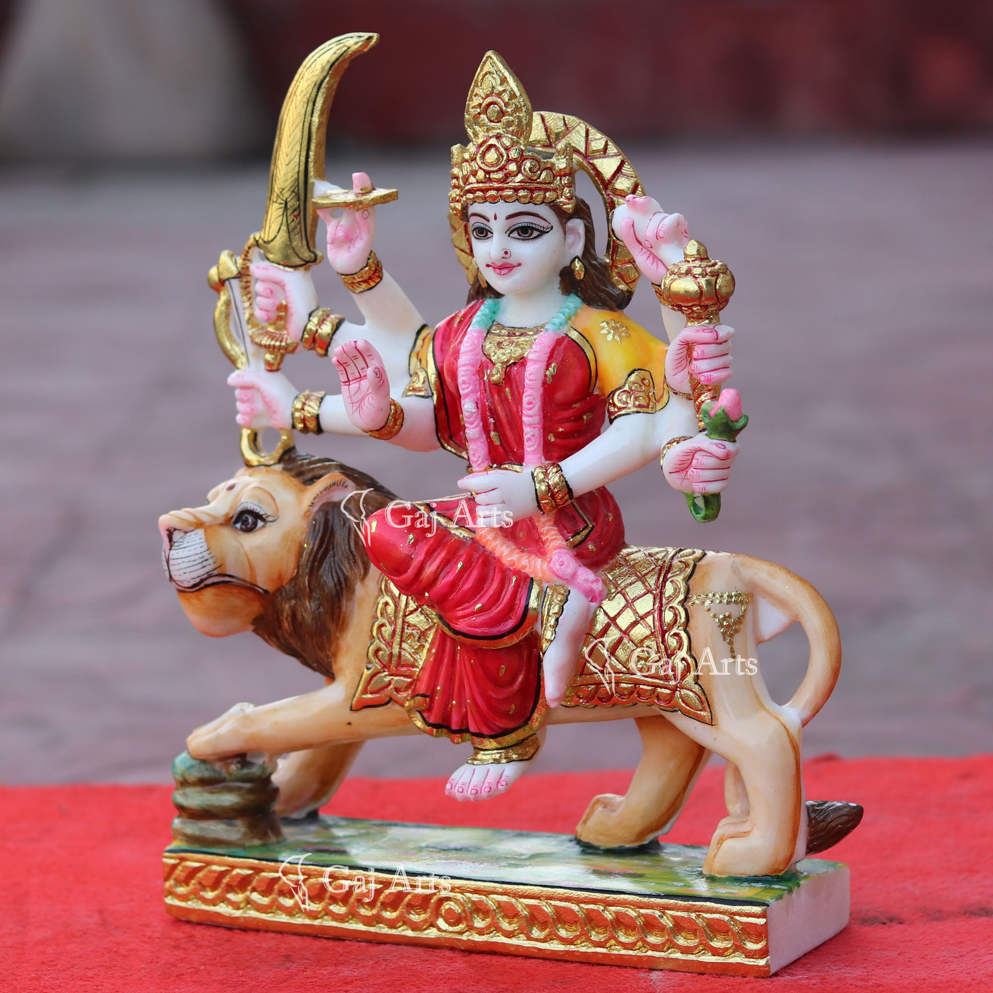 Makrana Marble Durga Mata Idol | 12 Inch
