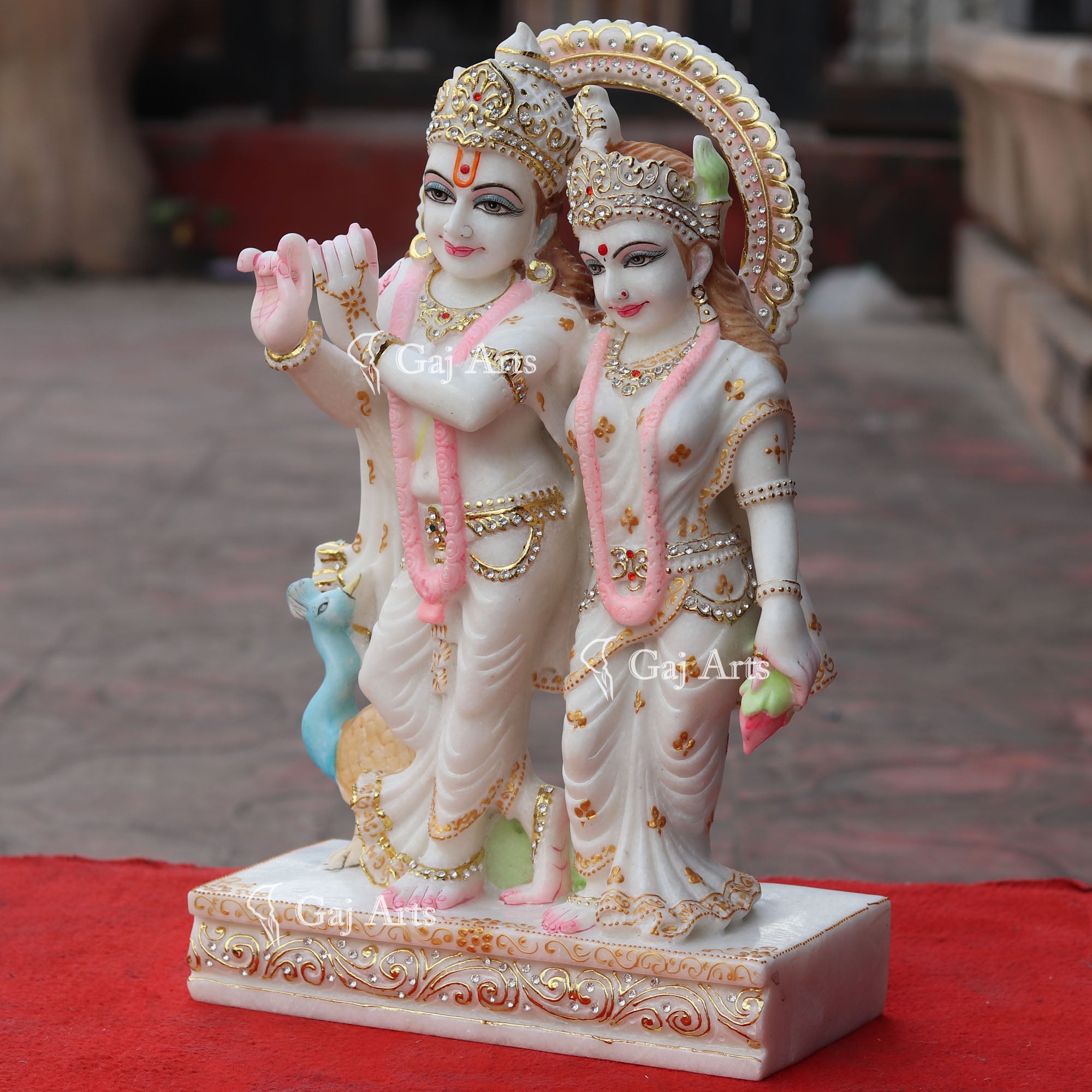 Super White Makrana Marble Radha Krishna Idol | 18 Inch