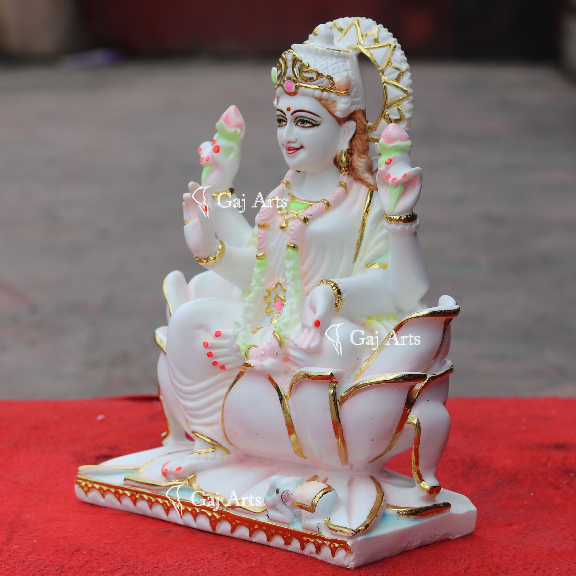 White Marble Lakshmi Mata Idol | 12 Inch