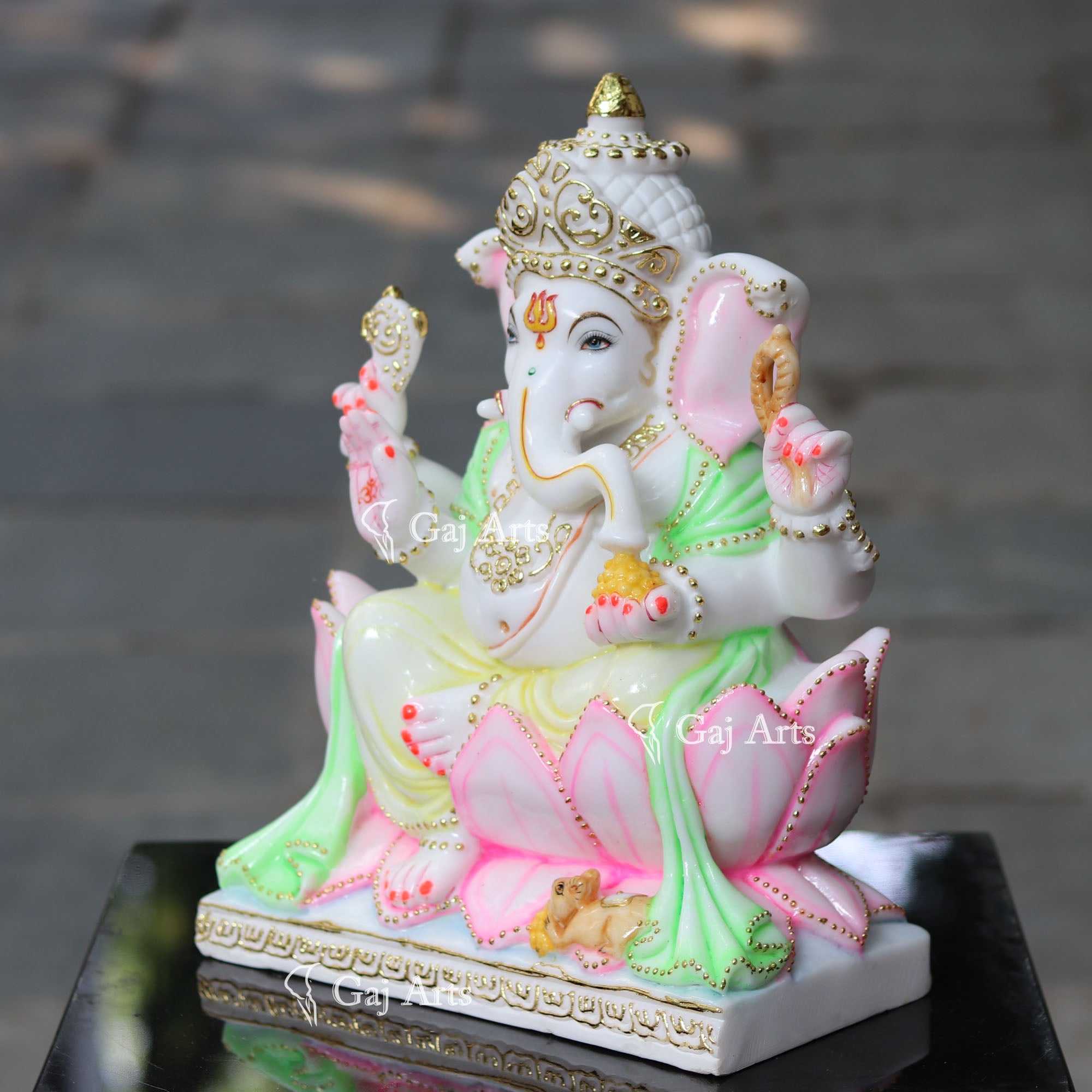 White Marble Ethiopia Ganesh Idol | 15 Inch