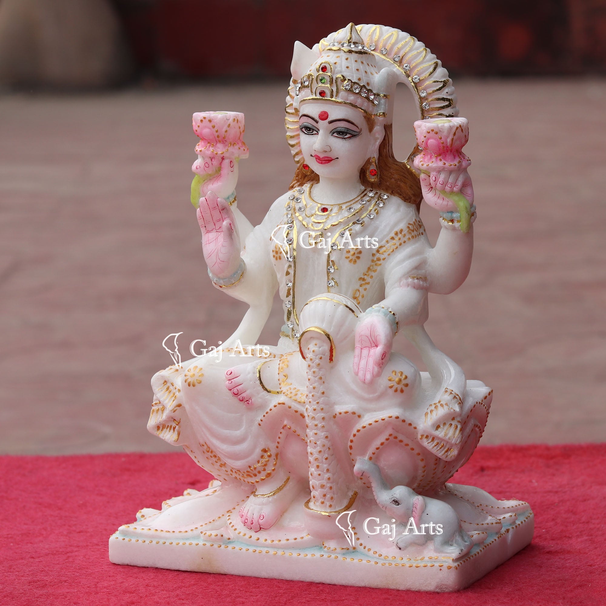 White Marble Lakshmi Mata Statue | 12 Inch