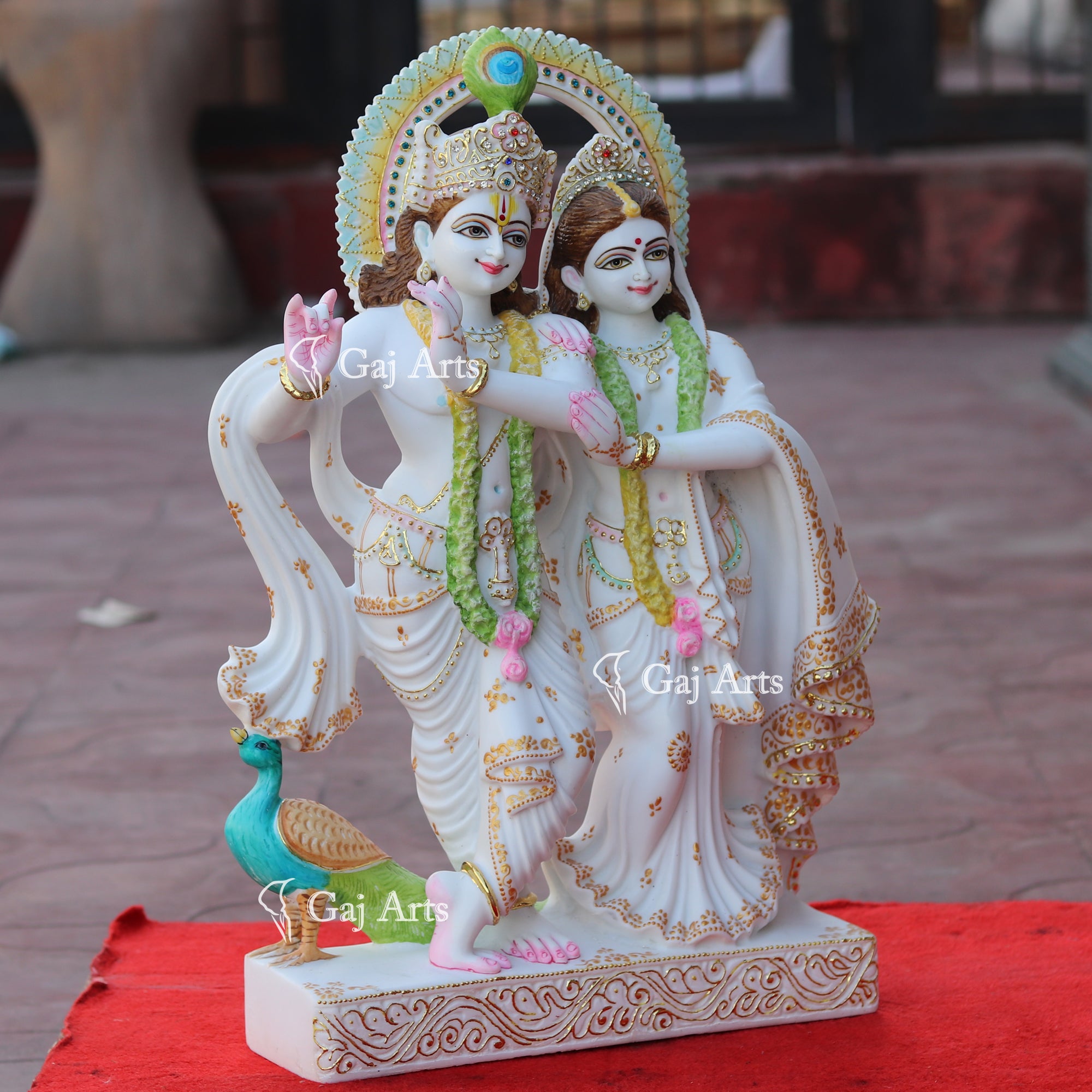 Makrana Marble Powder Radha Krishna Jodi Murti | 24 Inch