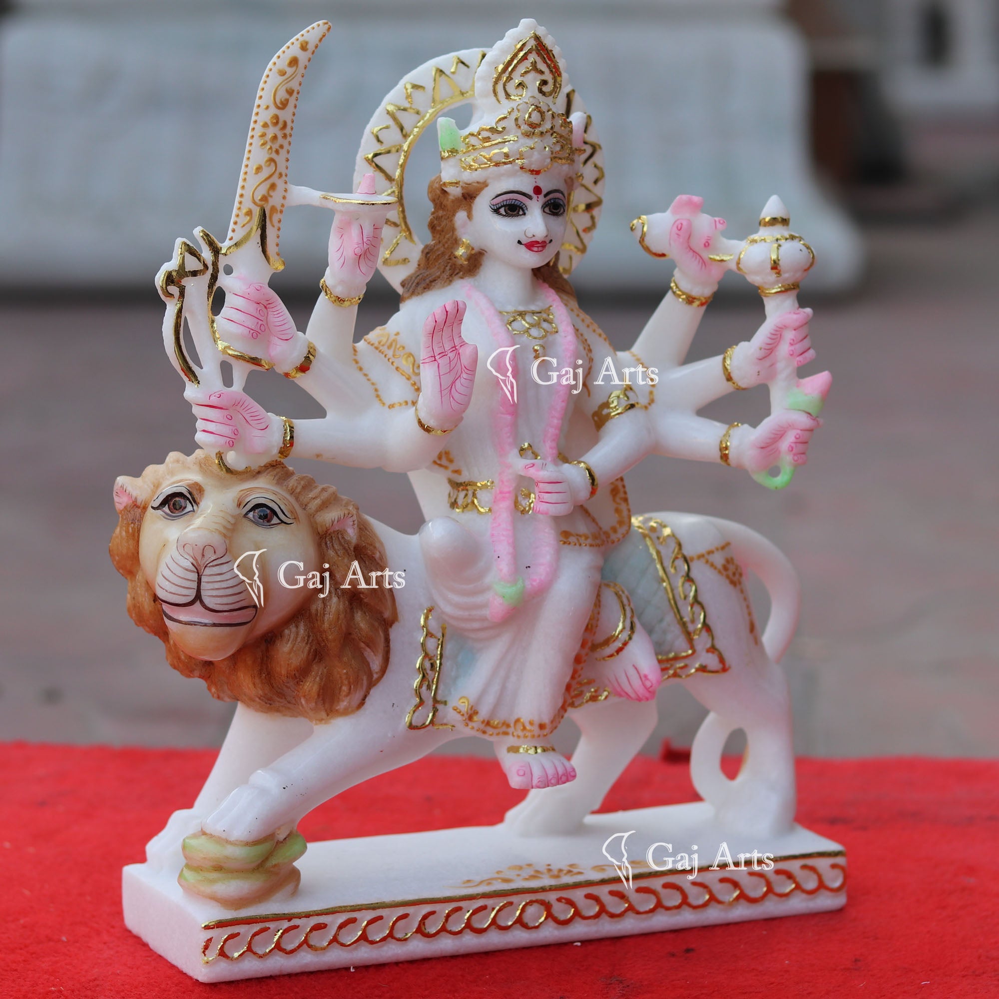 Makrana Marble Durga Mata Idol | 12 Inch
