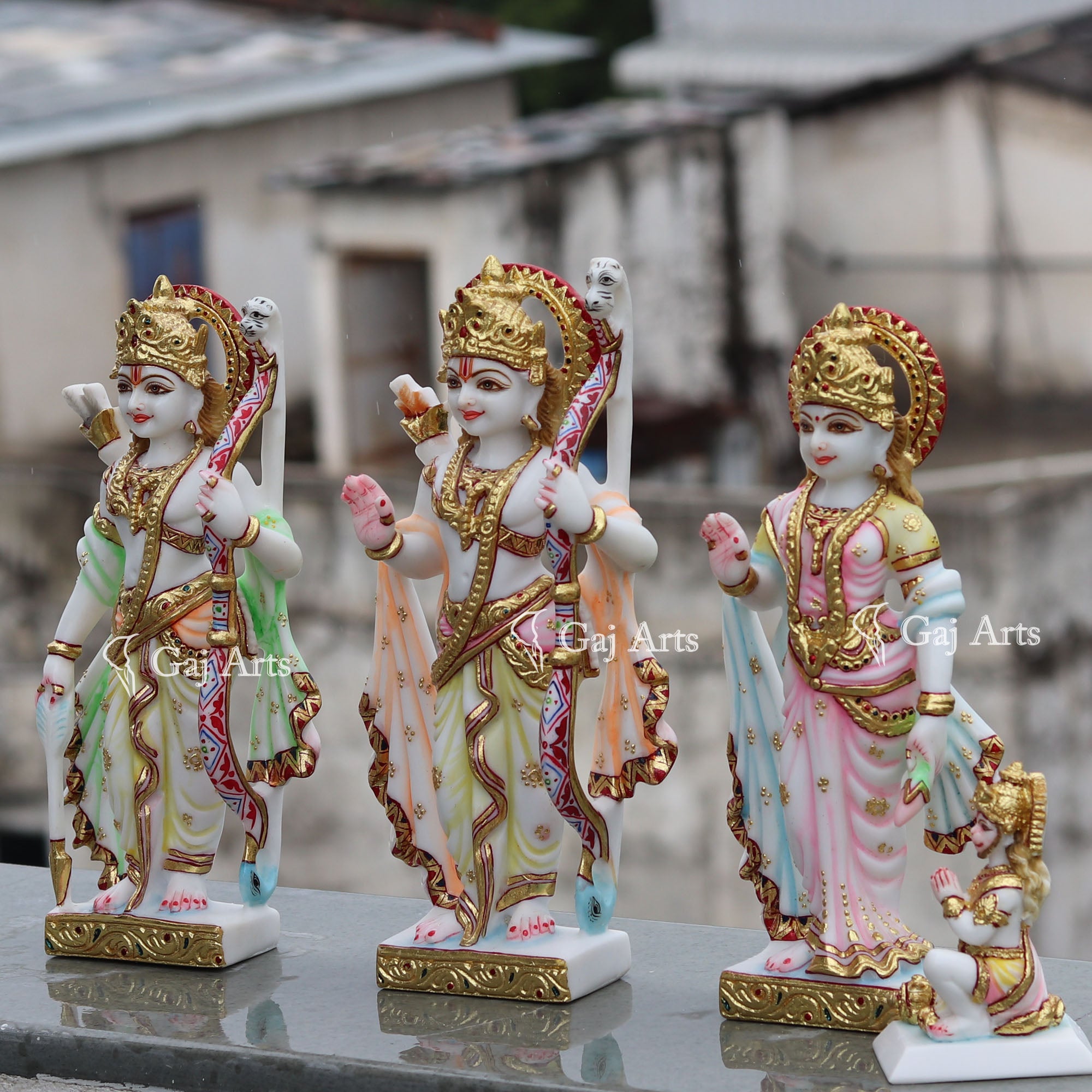 Natural Marble Ram Jodi Idol | 12 Inch