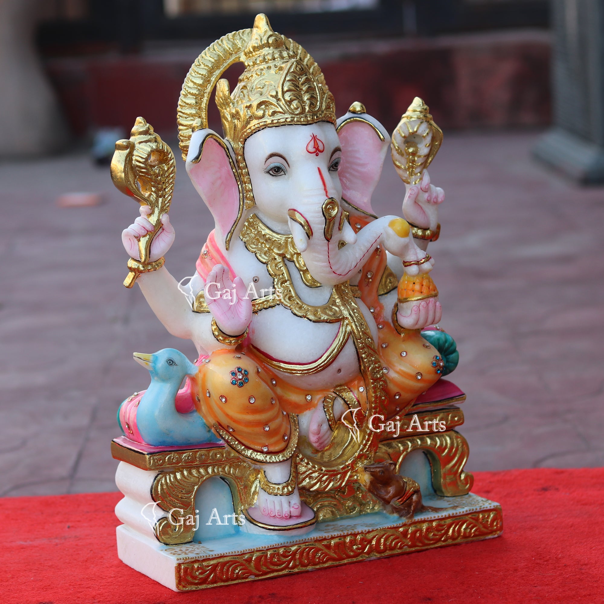 Super White Makrana Marble Ganesh Idol | 18 Inch