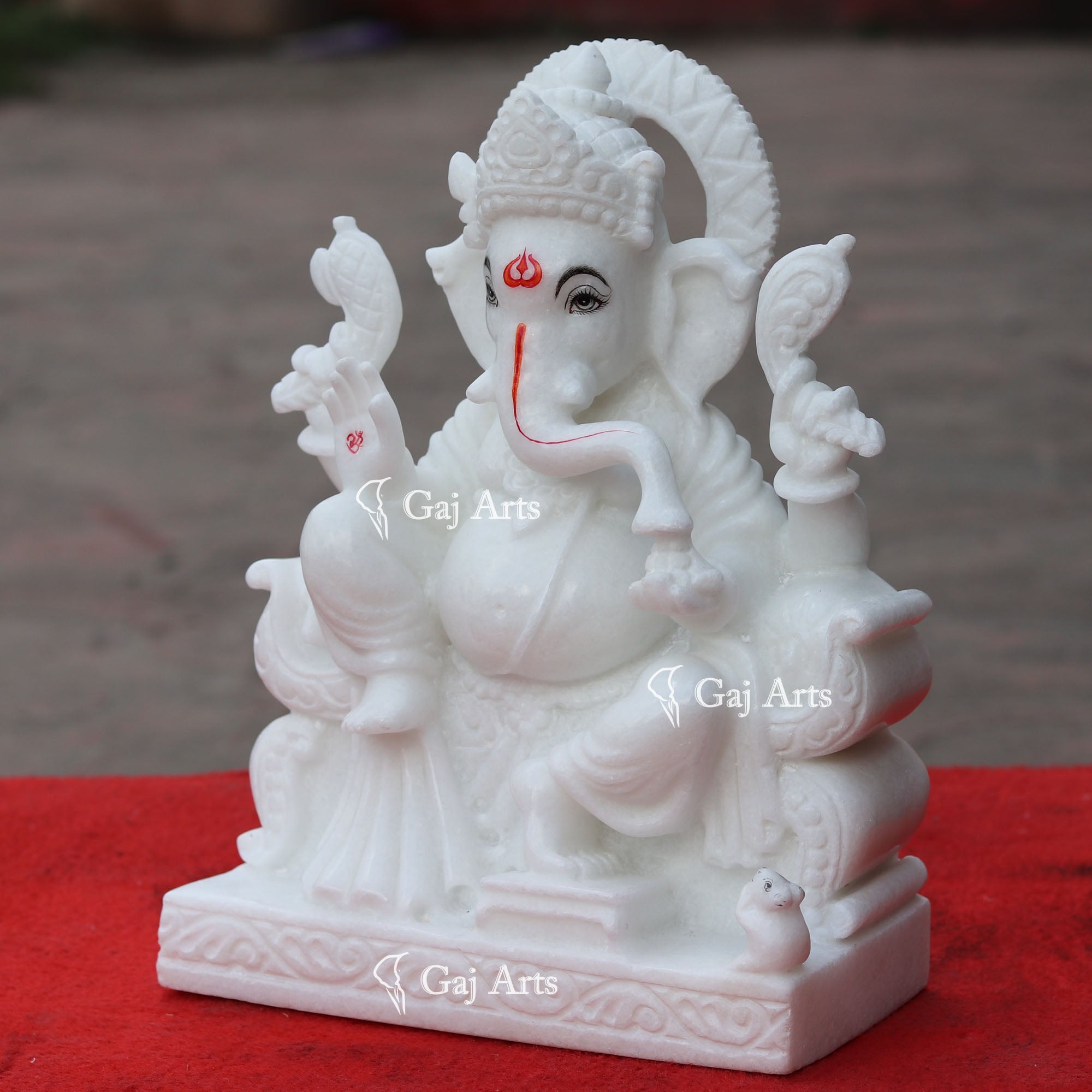 Super White Makrana Marble Ganesh Idol | 12 Inch