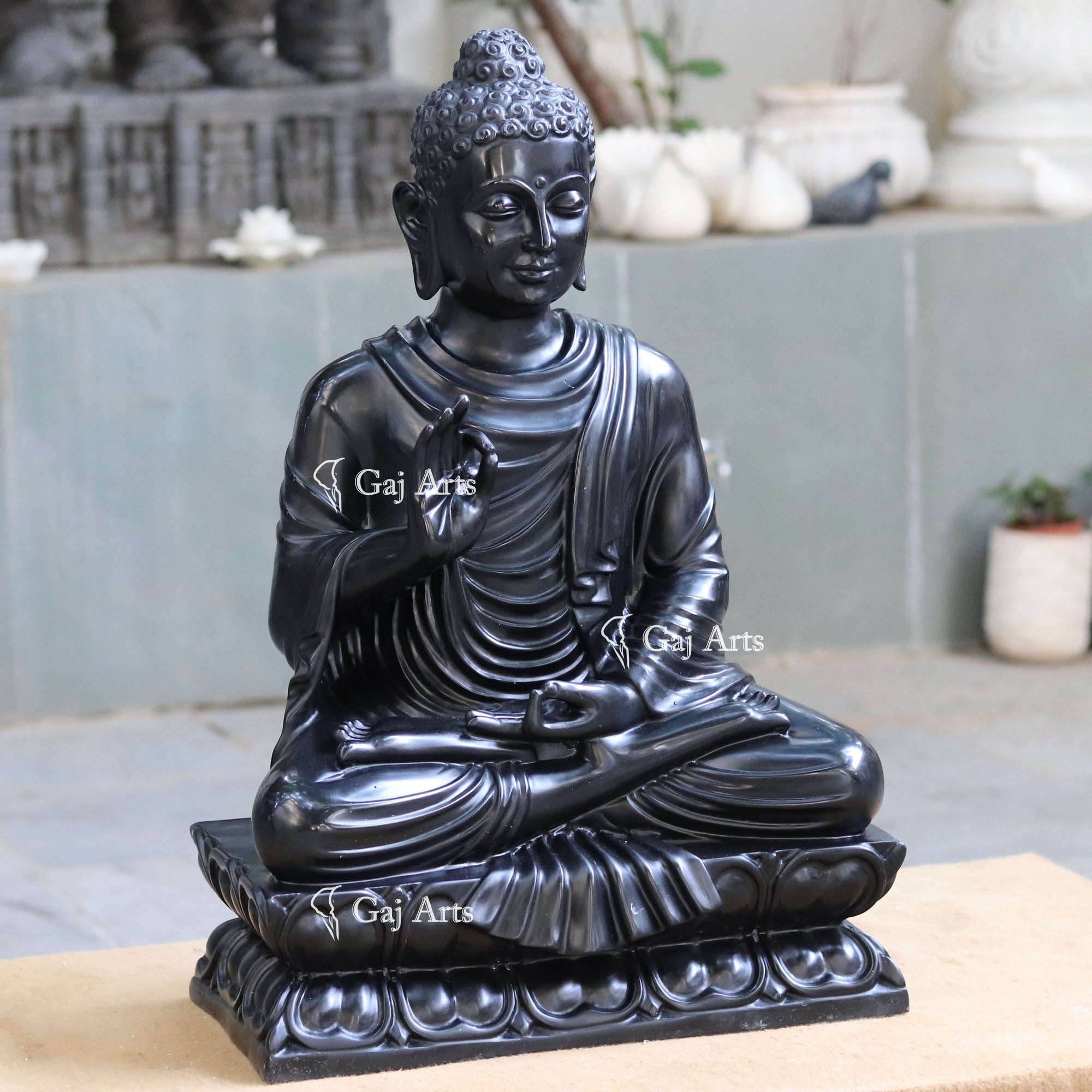Black Marble Buddha Statue | 30 Inch