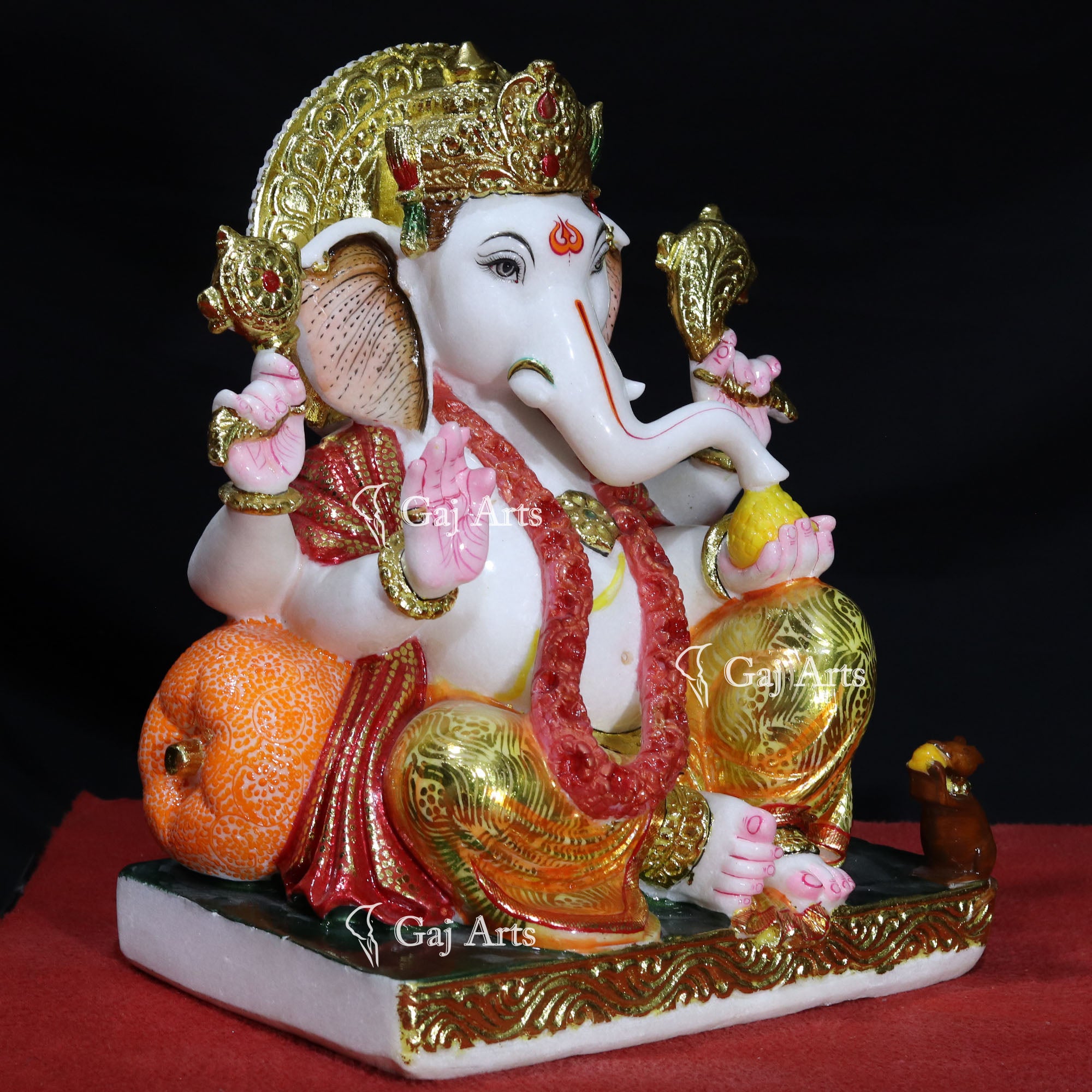 White Makrana Marble Ganesh Statue | 18 Inch