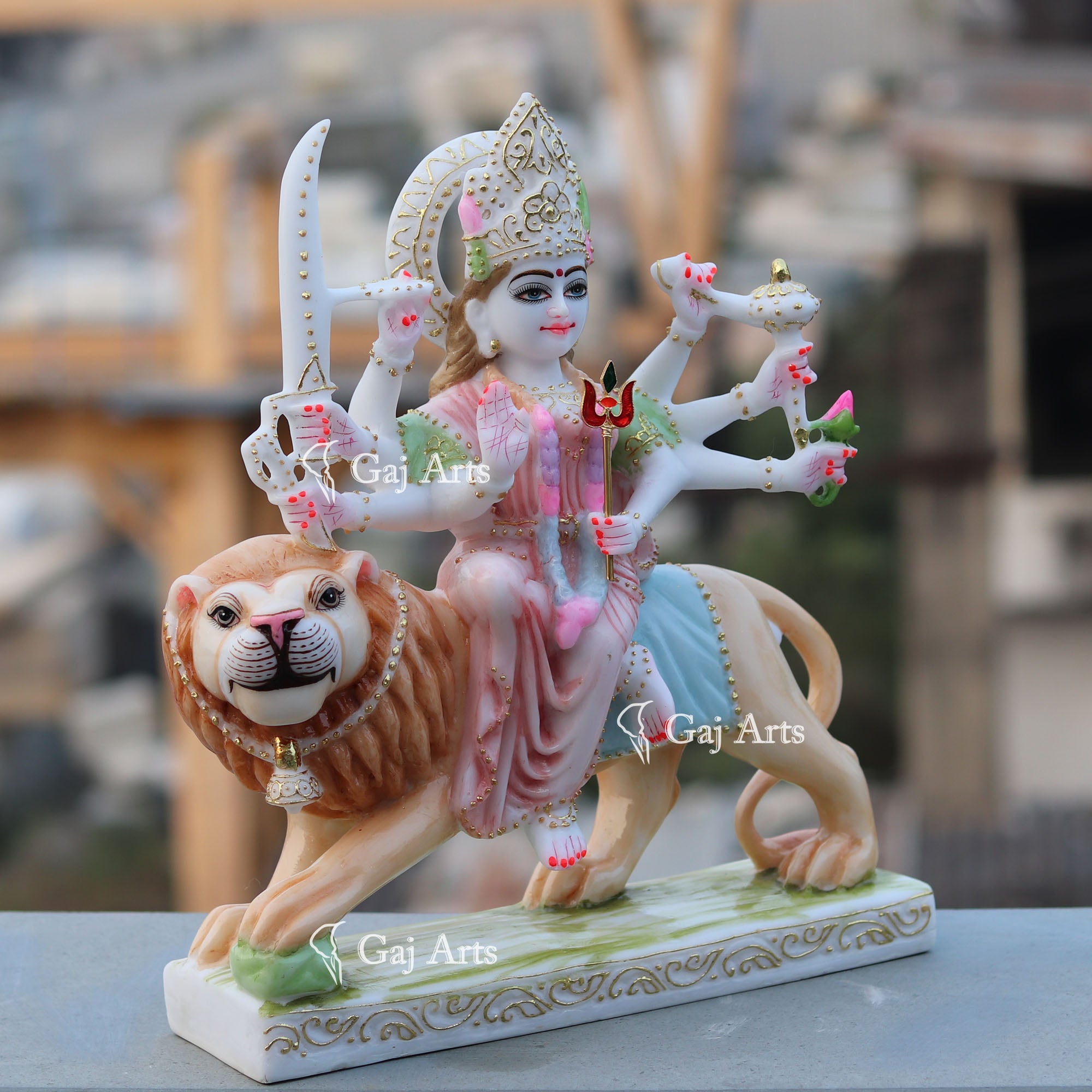 White Marble Durga Maa Idol | 15 Inch