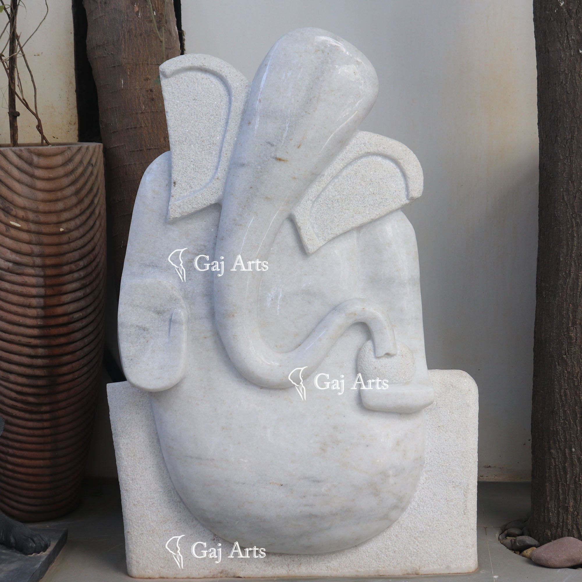 White Marble Modern Ganesha Idol Dual Finish | 48 Inch