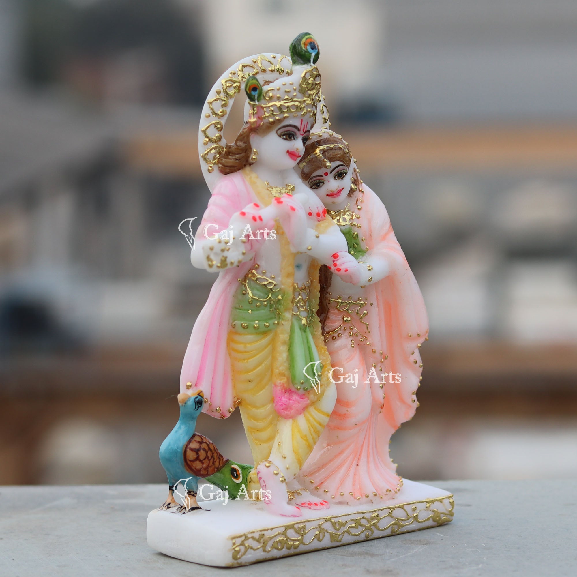 White Marble Radha Krishna Murti | 7 Inch