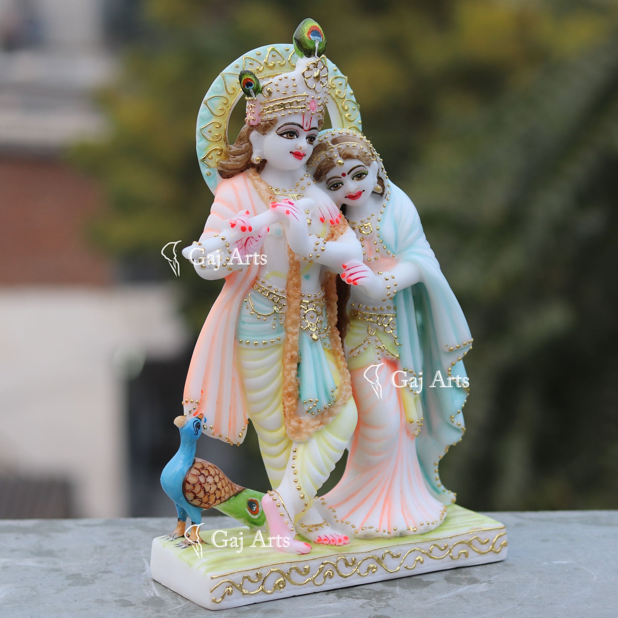 Radha Krishna Idol 12 Inch | White Marble