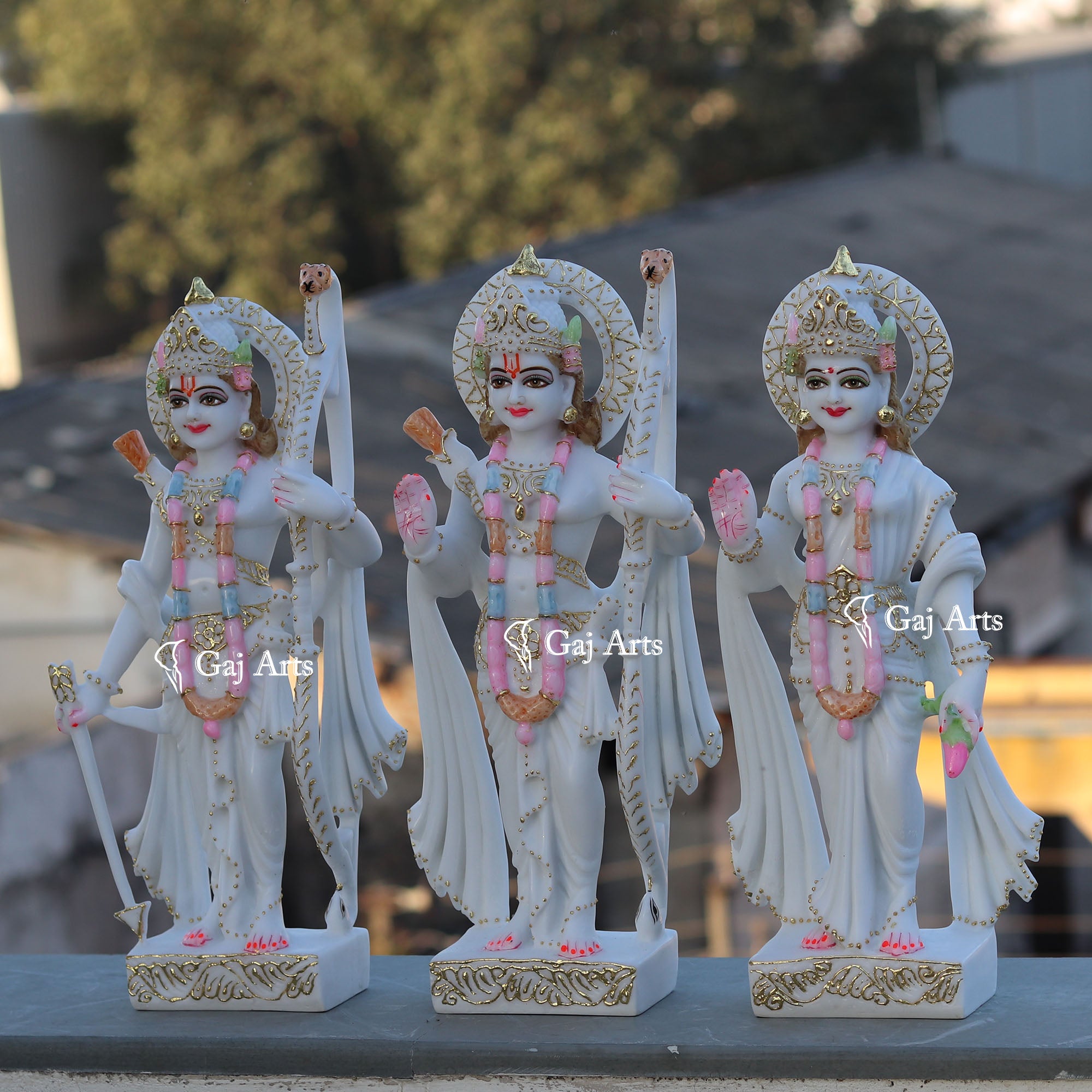 White Marble Ram Jodi Idol | 18 Inch