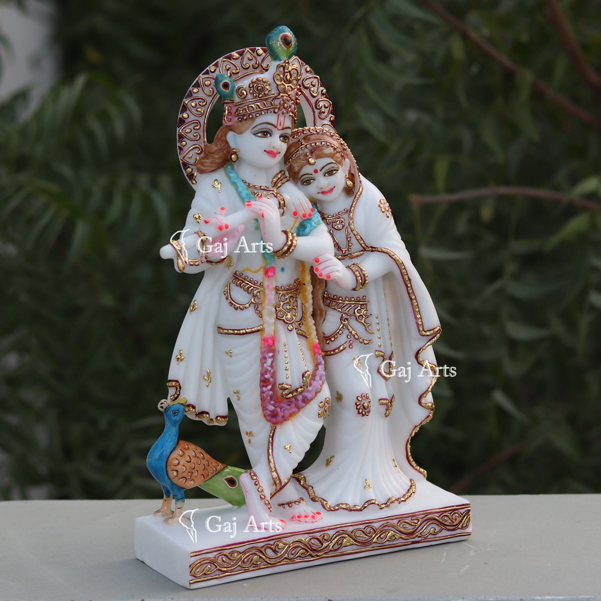 White Marble Ethiopia Radha Krishna Jugal Jodi Murti | 15 Inch