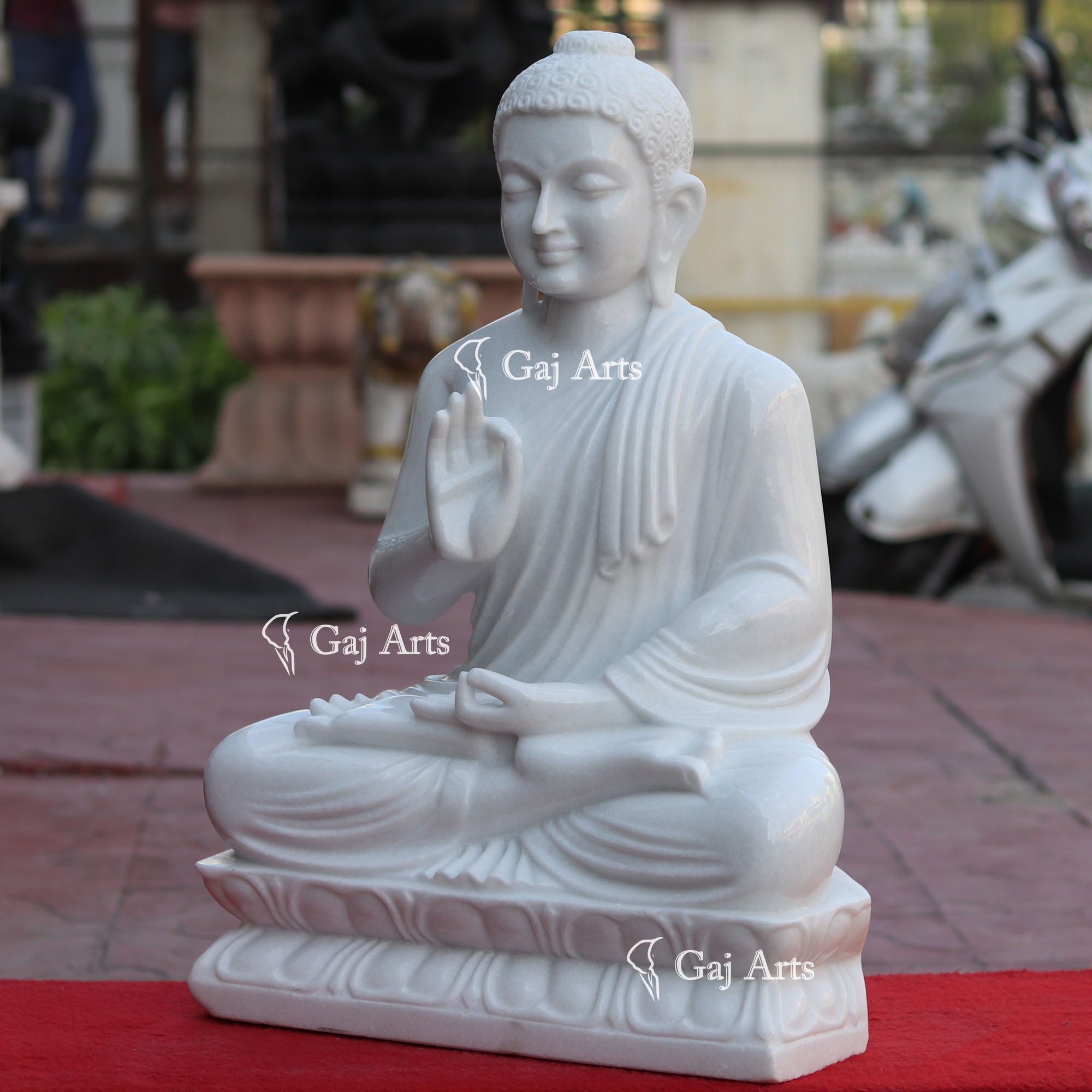 White Marble Buddha Statue | 30 Inch