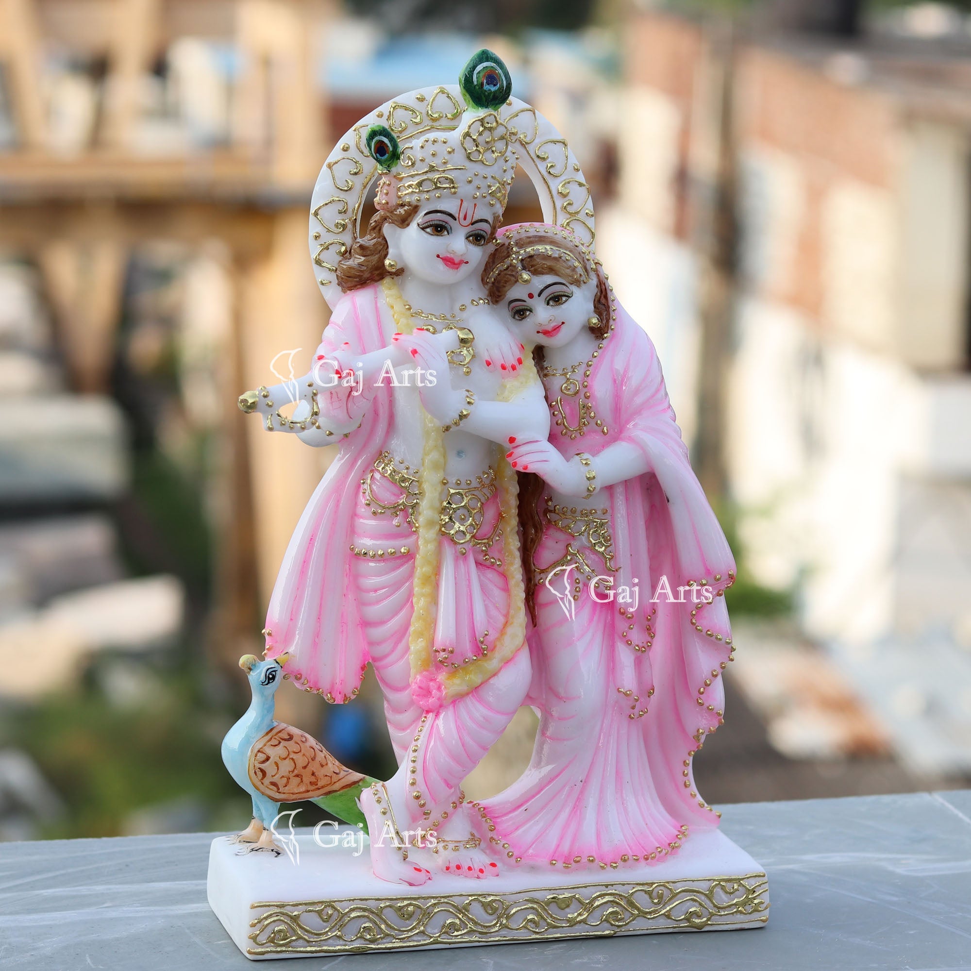 White Marble Radha Krishna Jodi | 12 Inch