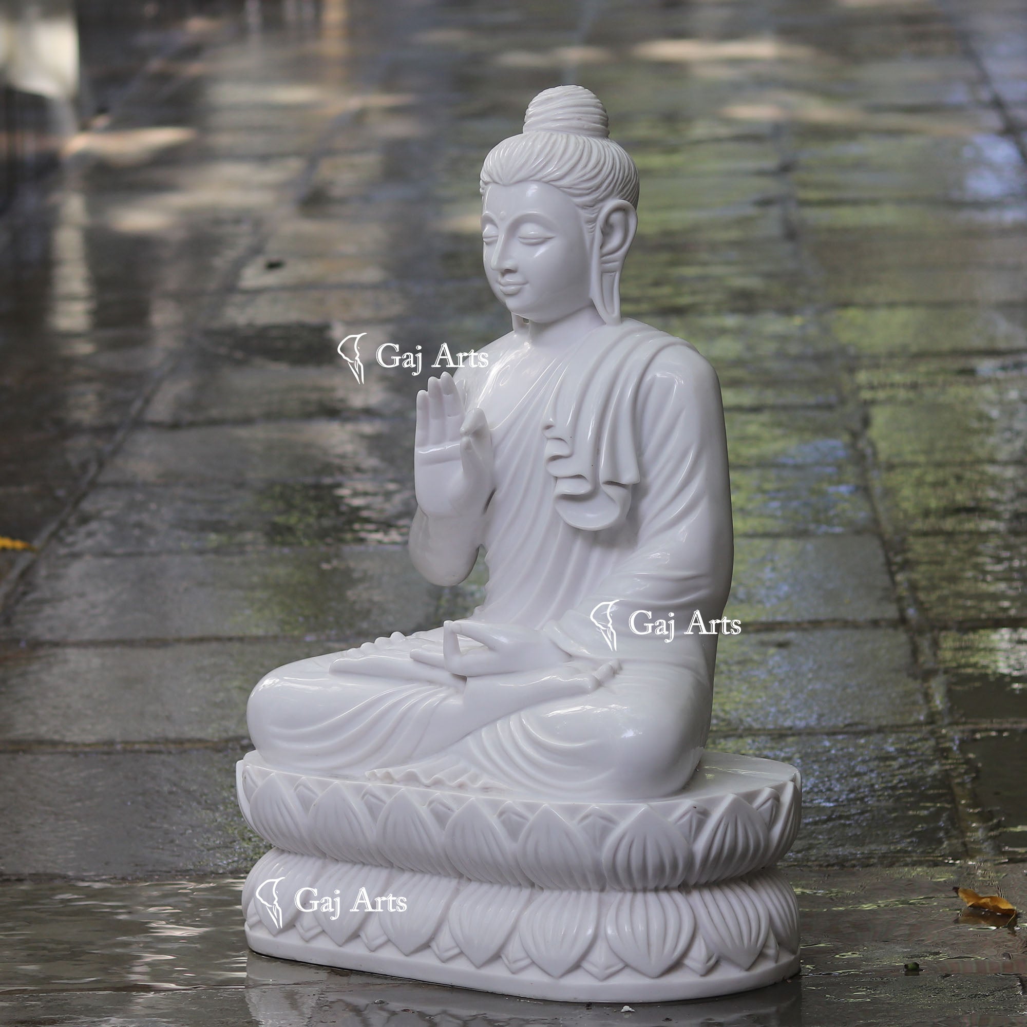 White Marble Buddha Statue | 30 Inch