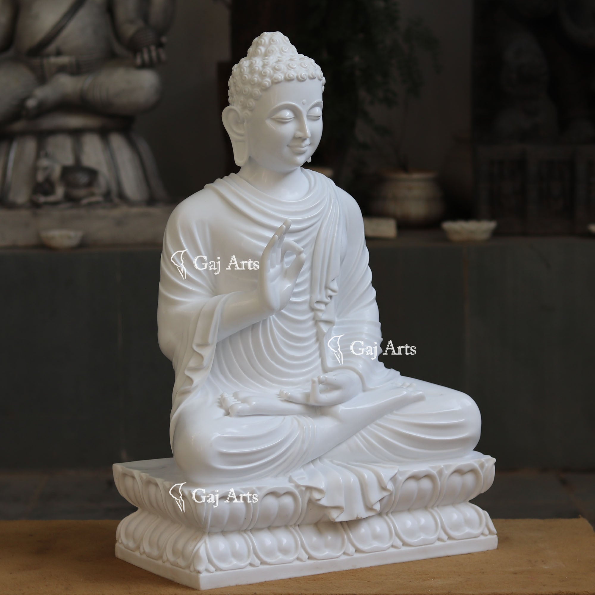 White Marble Buddha Statue | 36 Inch