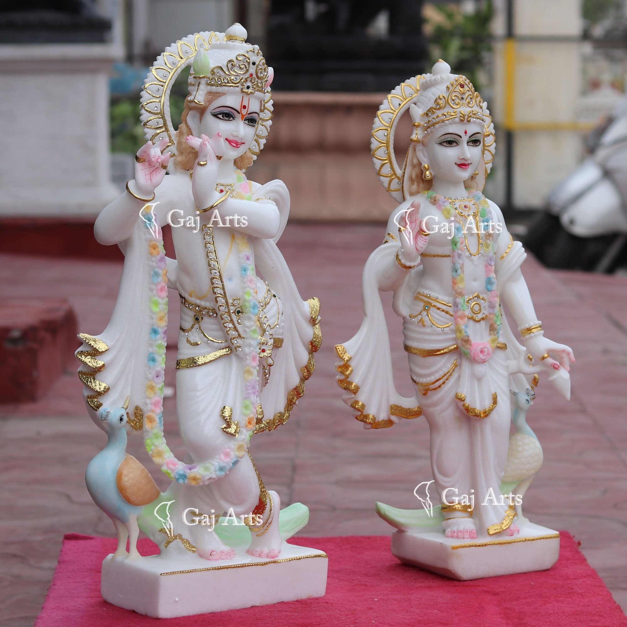Super White Makrana Marble Radha Krishna Idol | 24 Inch
