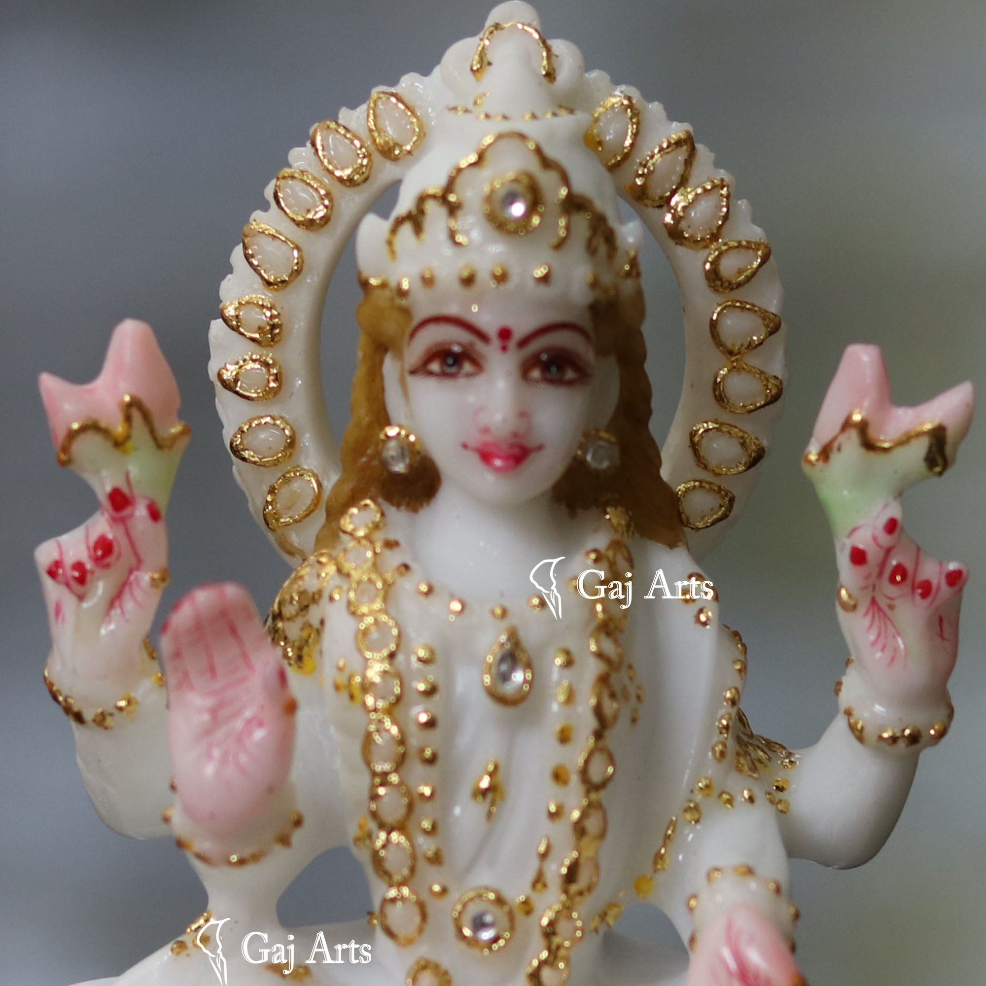 White Marble Lakshmi Mata Murti | 6 Inch