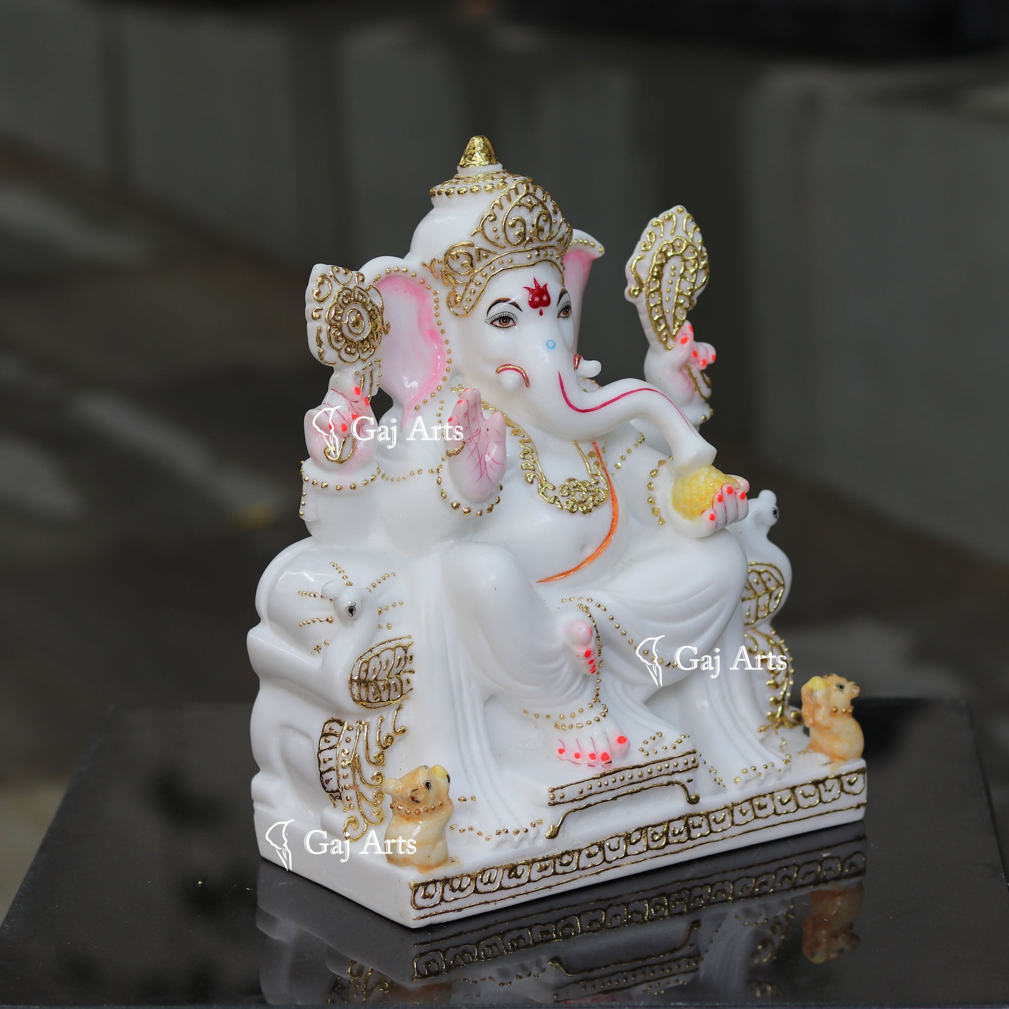 White Marble Ganesh Idol | 12 Inch
