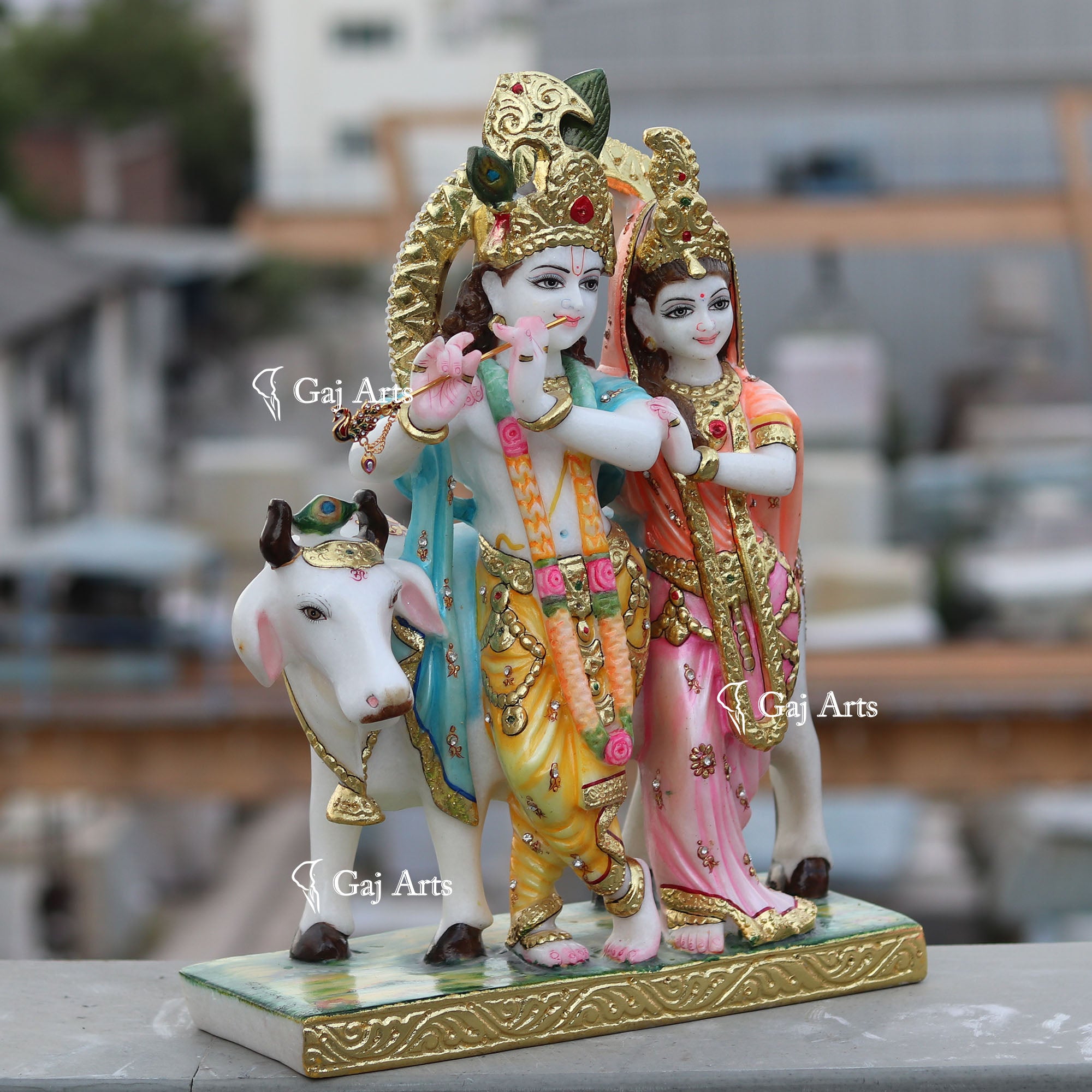 Super White Makrana Marble Radha Krishna Jugal Jodi Idol | 18 Inch
