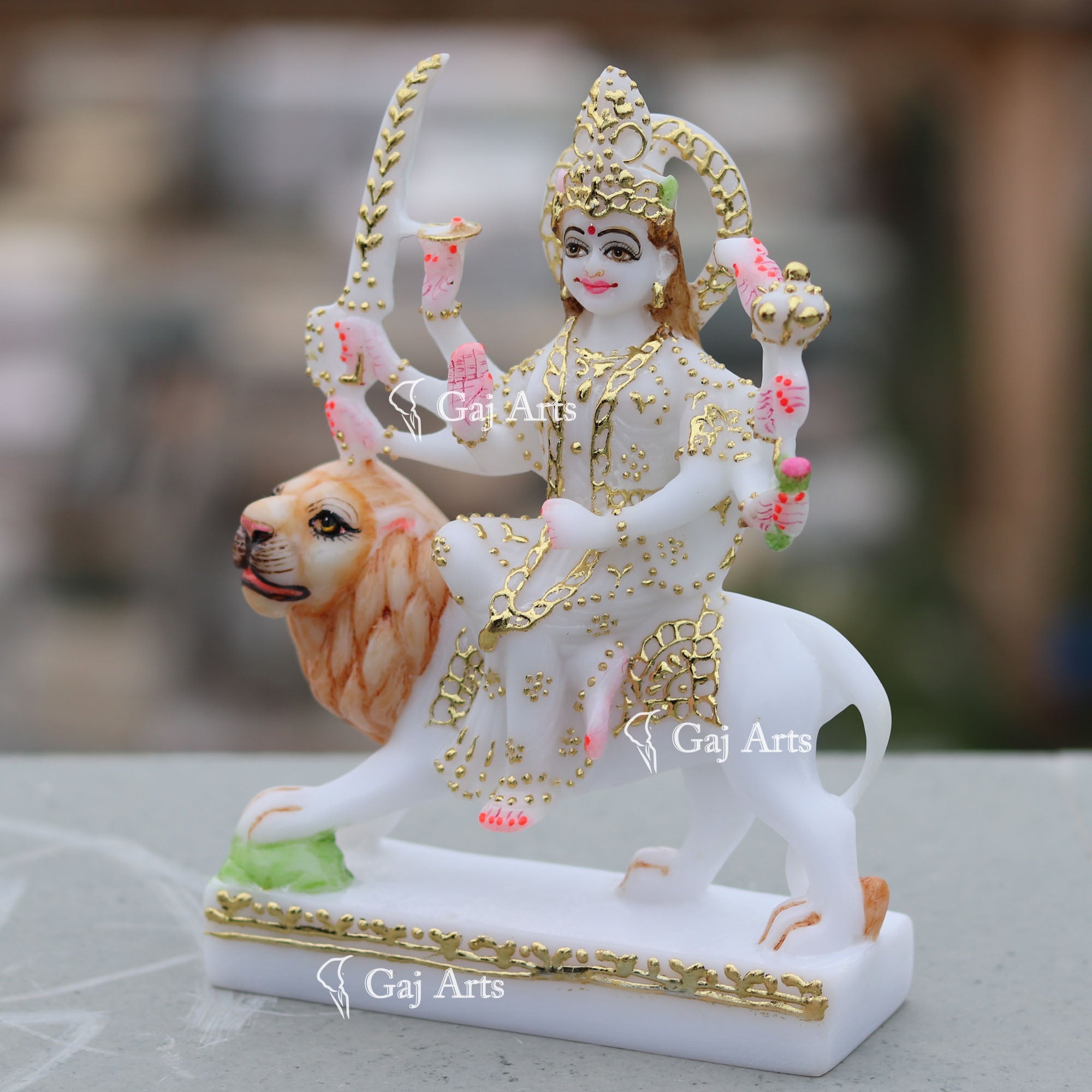 Marble Durga Mata Idol | 7 Inch